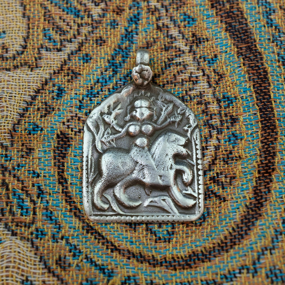 Old Hindu Silver Plaque 