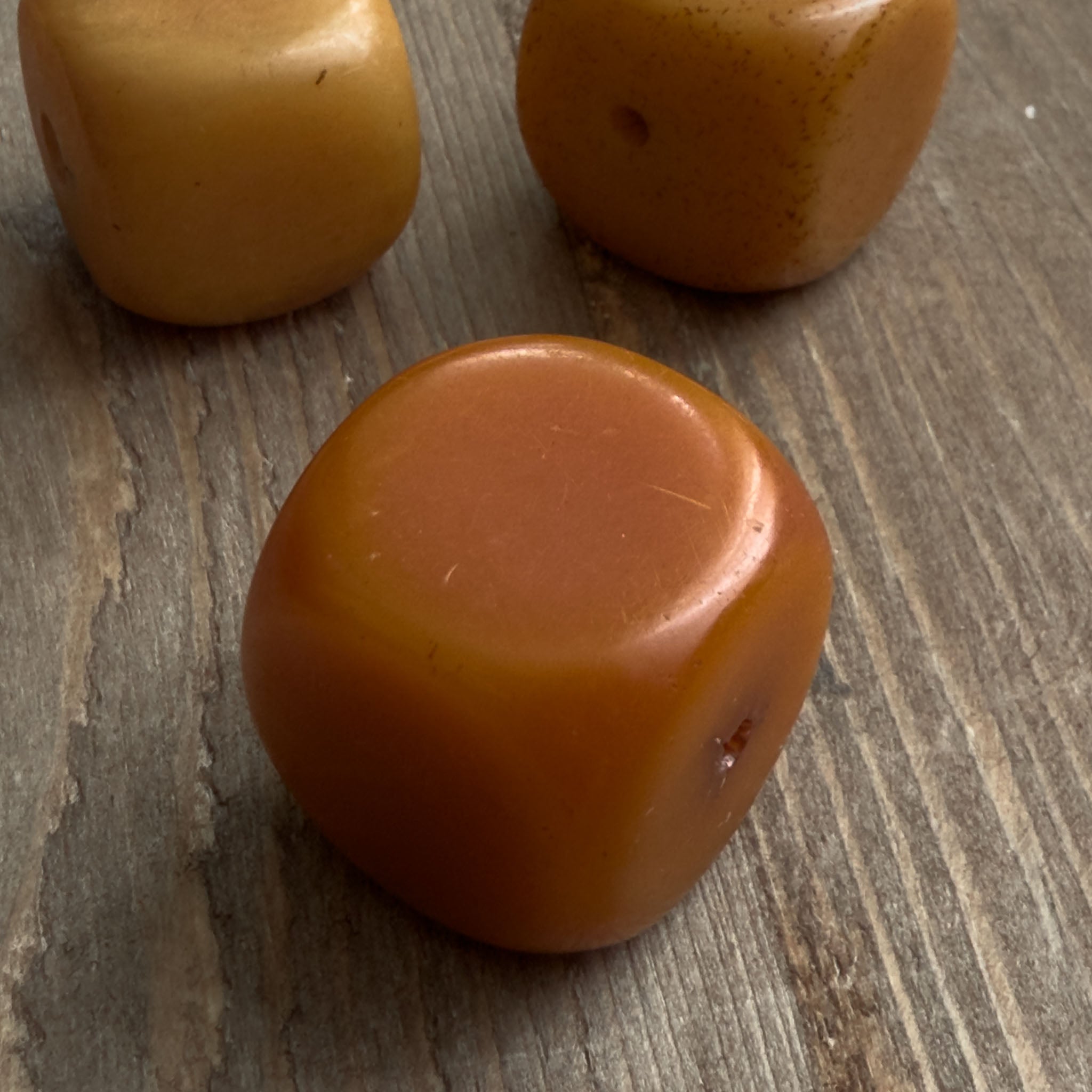 Antique Yemeni Bakelite Cube Beads x 3