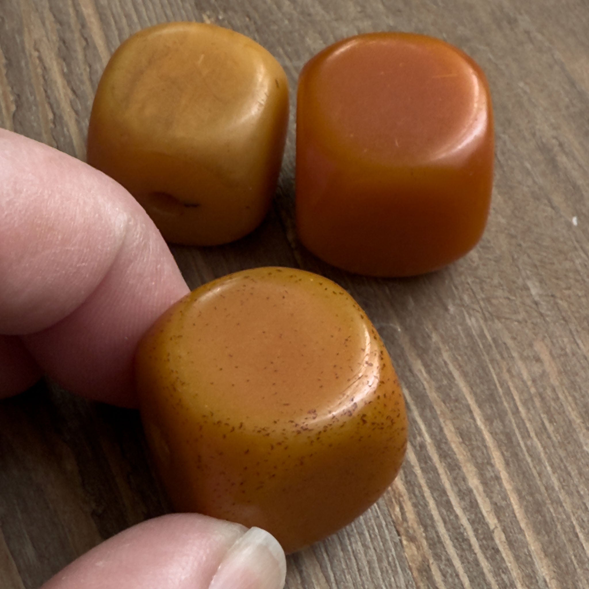 Antique Yemeni Bakelite Cube Beads x 3