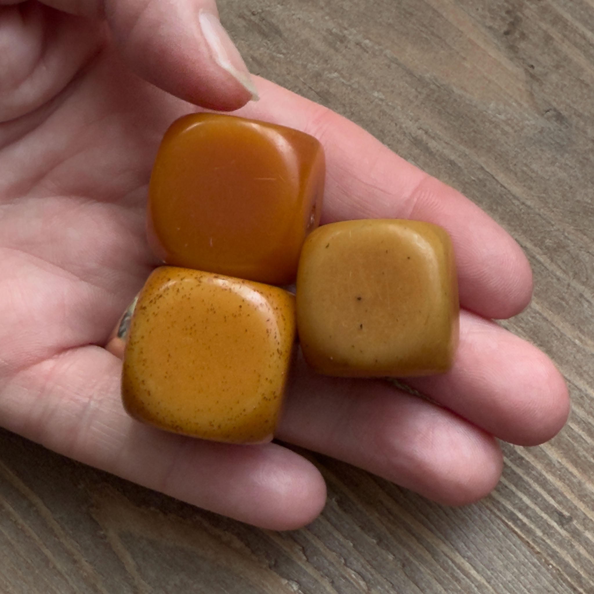 Antique Yemeni Bakelite Cube Beads x 3