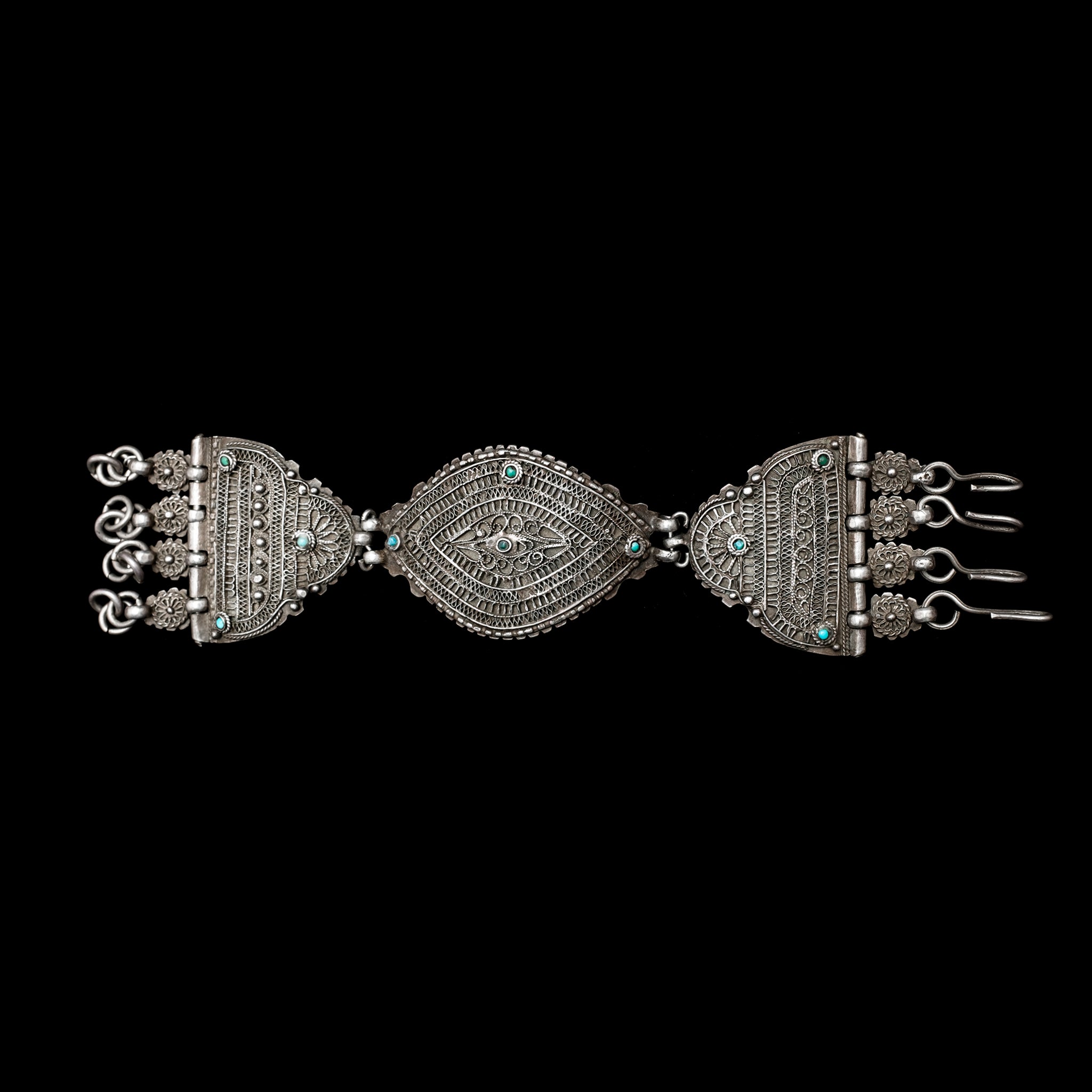 Vintage Silver & Turquoise Afghan Bracelet
