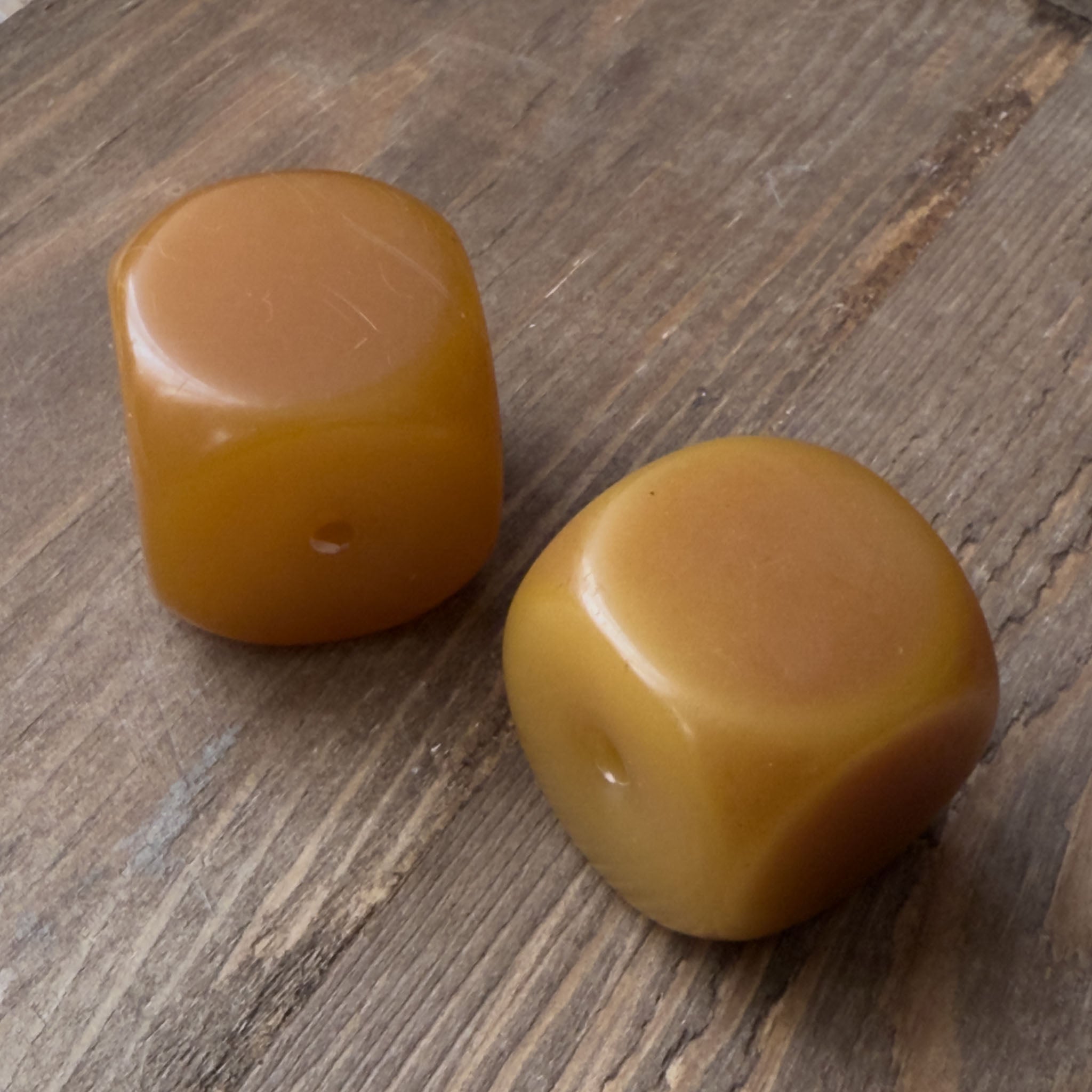 Large Antique Yemeni Bakelite Cube Beads x 2