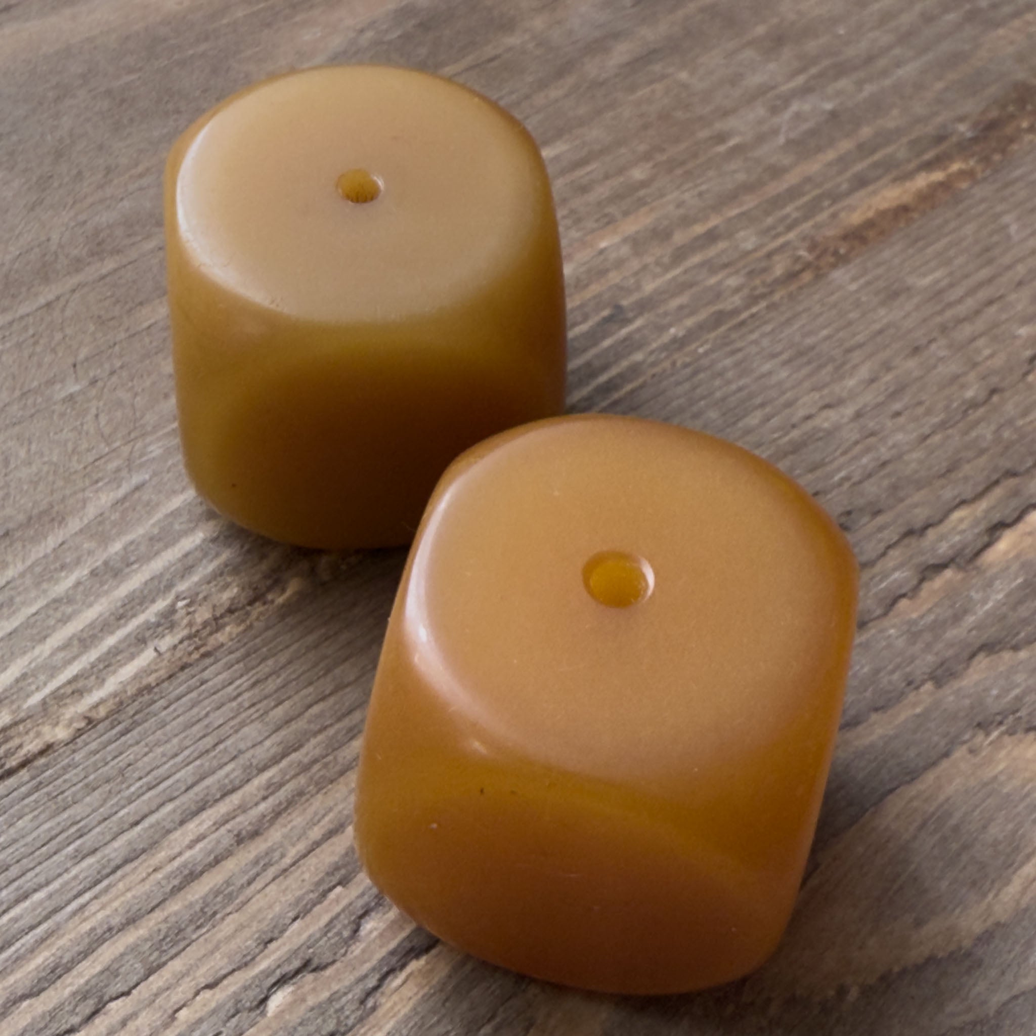 Large Antique Yemeni Bakelite Cube Beads x 2