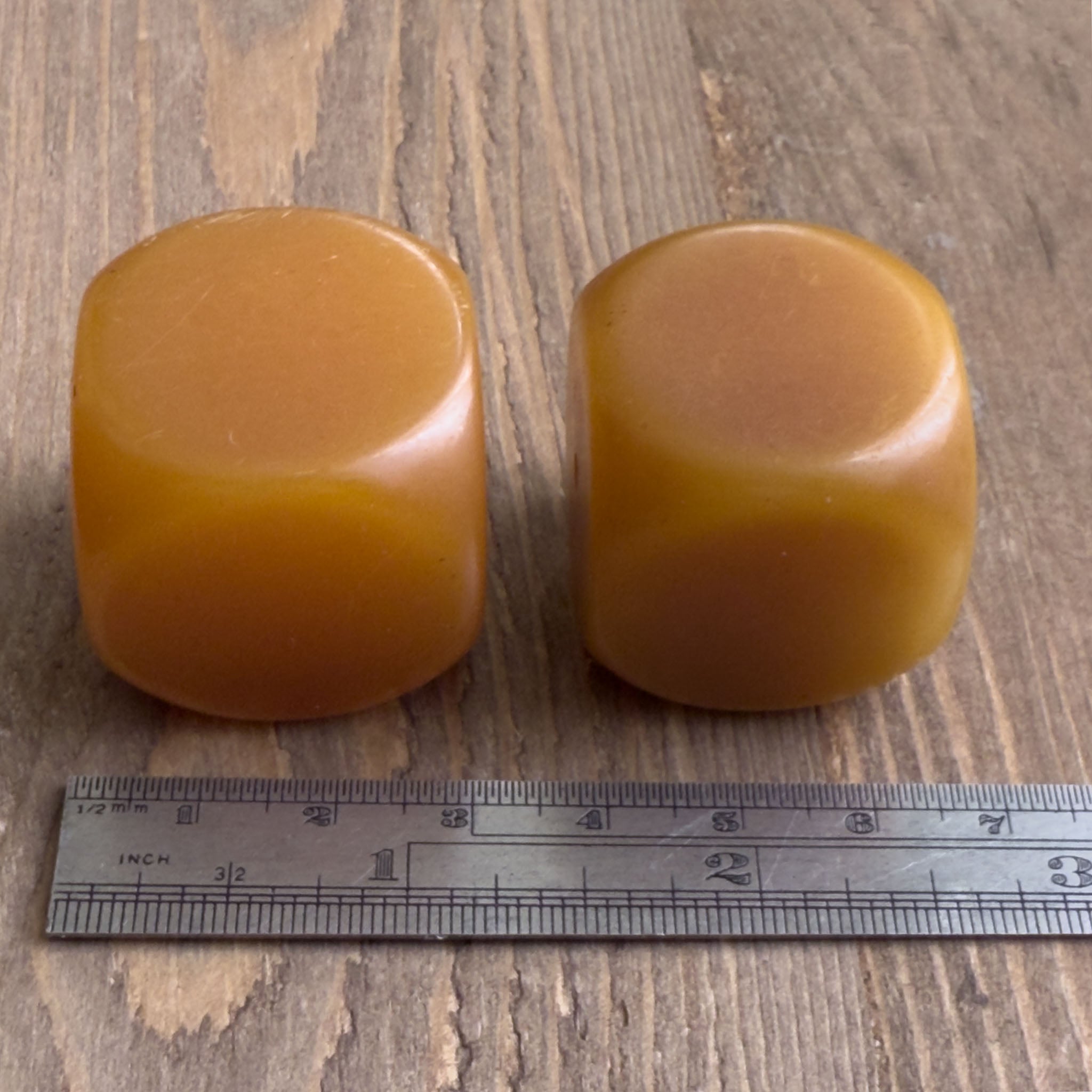 Large Antique Yemeni Bakelite Cube Beads x 2