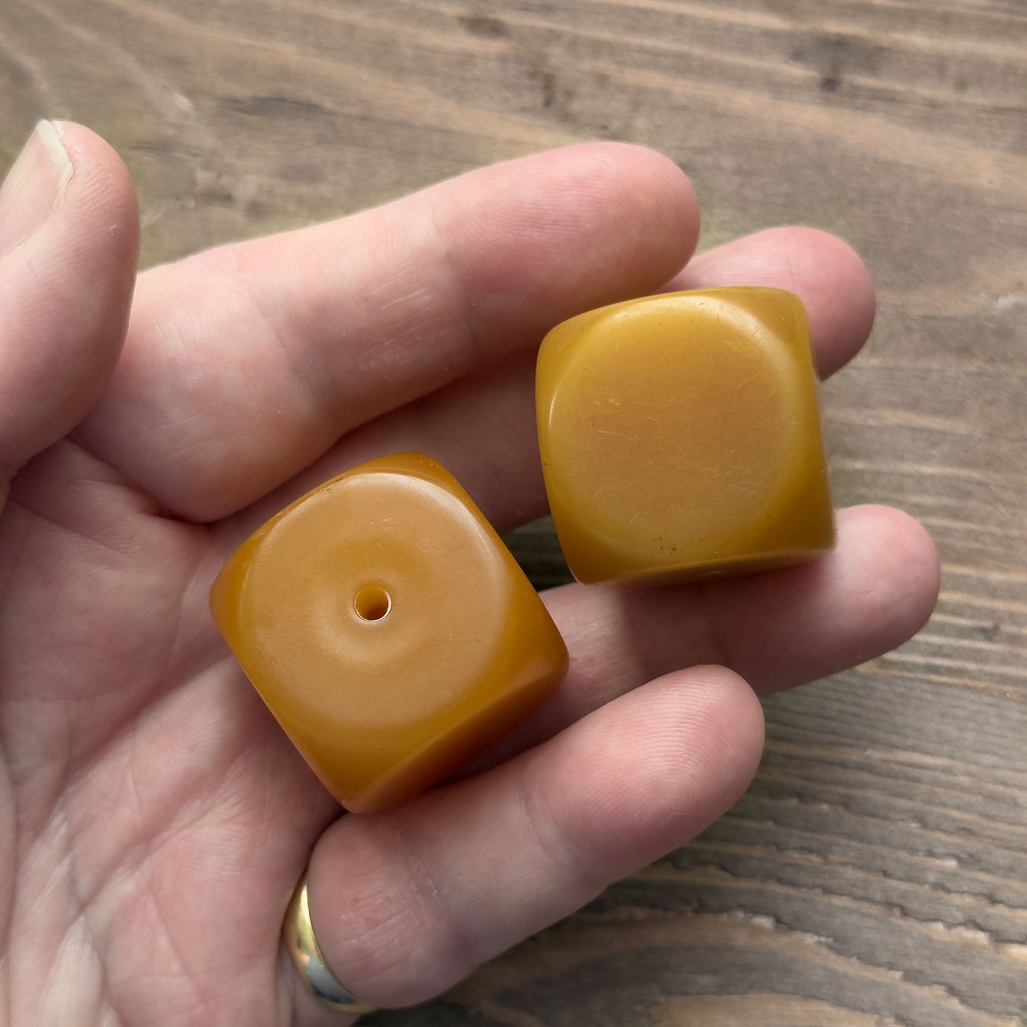 Large Antique Yemeni Bakelite Cube Beads x 2