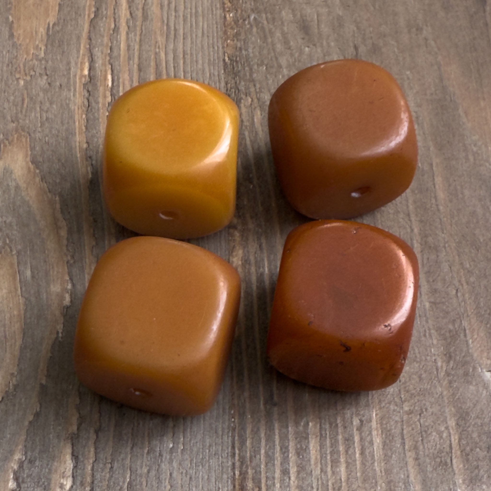 Antique Yemeni Bakelite Cube Beads x 4