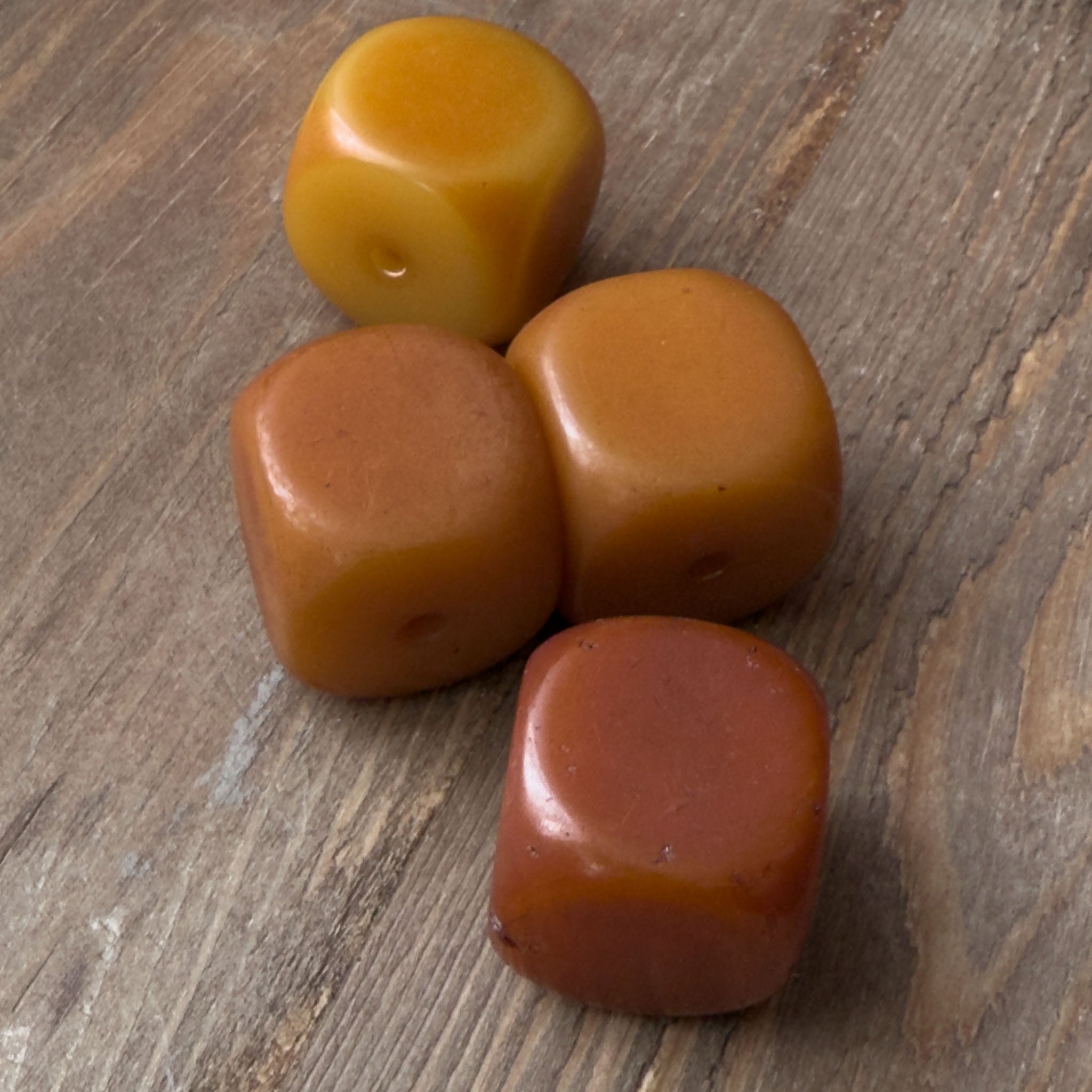 Antique Yemeni Bakelite Cube Beads x 4