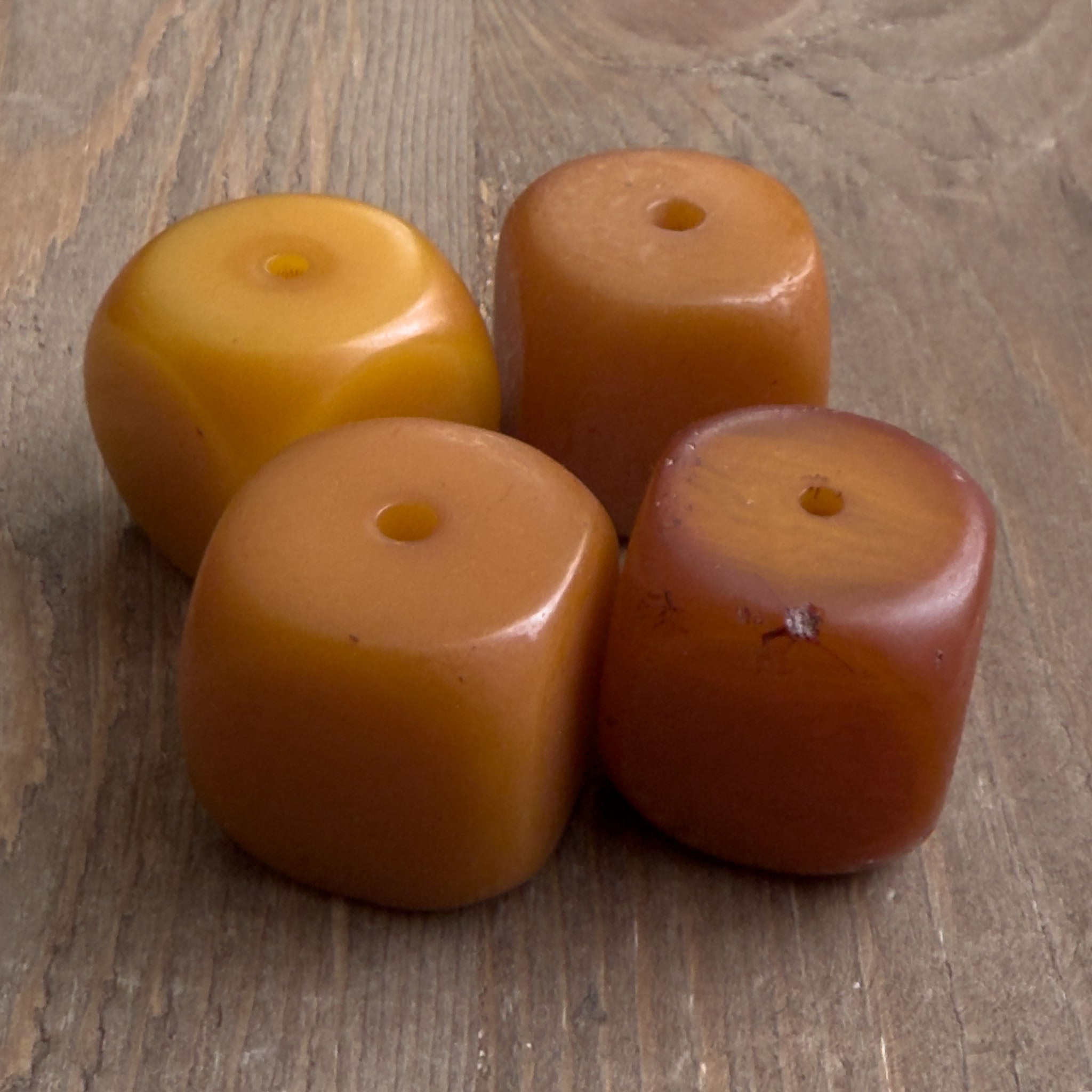 Antique Yemeni Bakelite Cube Beads x 4