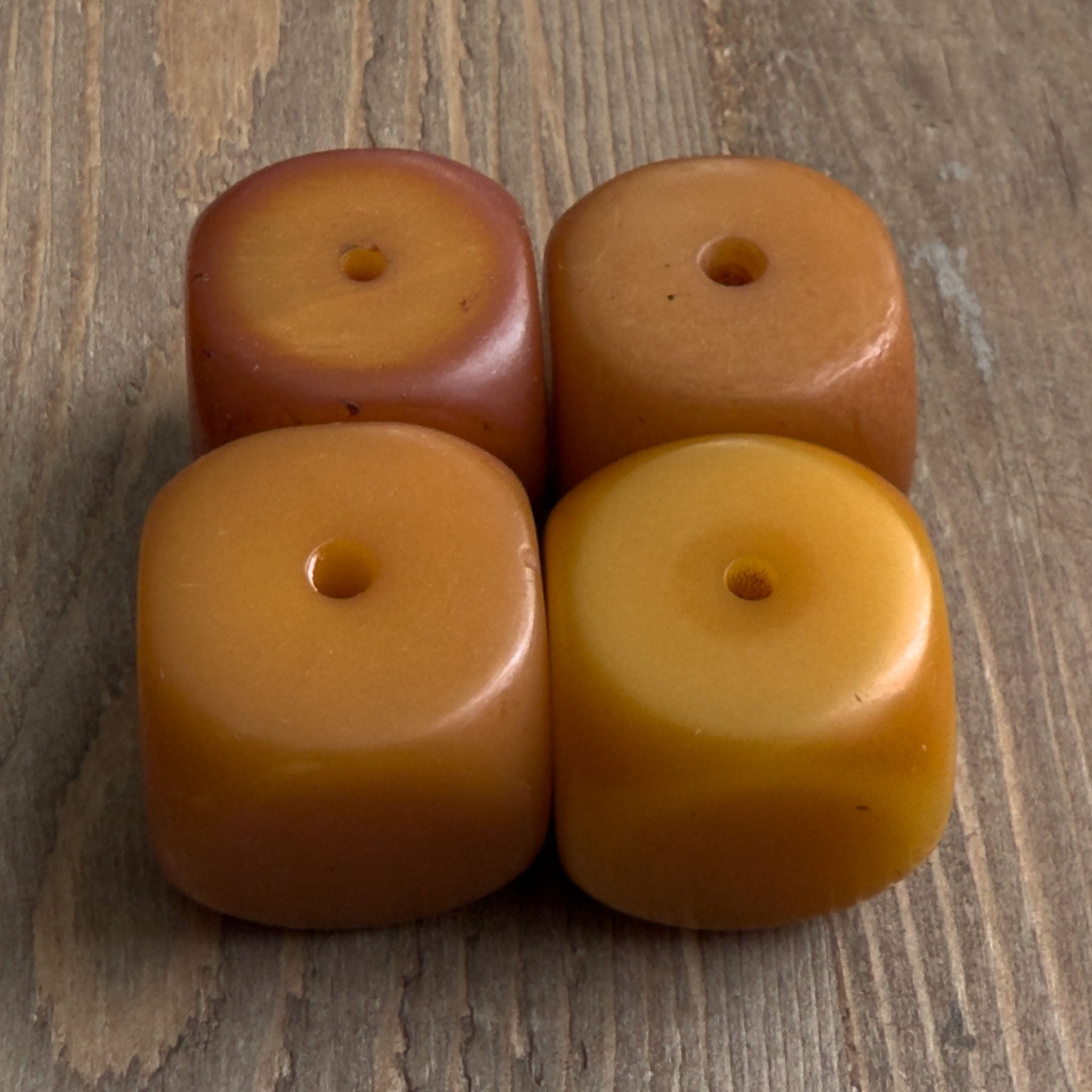 Antique Yemeni Bakelite Cube Beads x 4