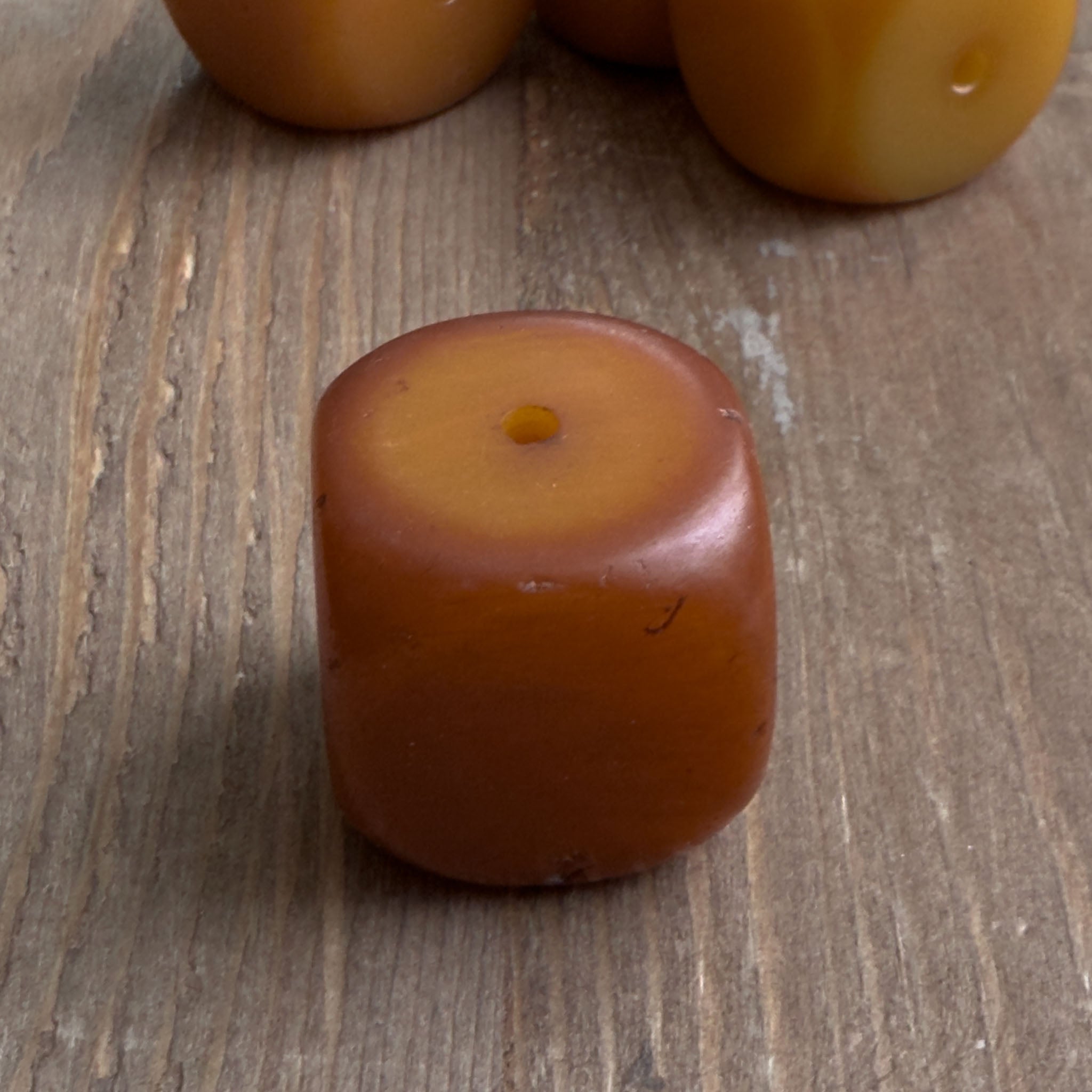 Antique Yemeni Bakelite Cube Beads x 4