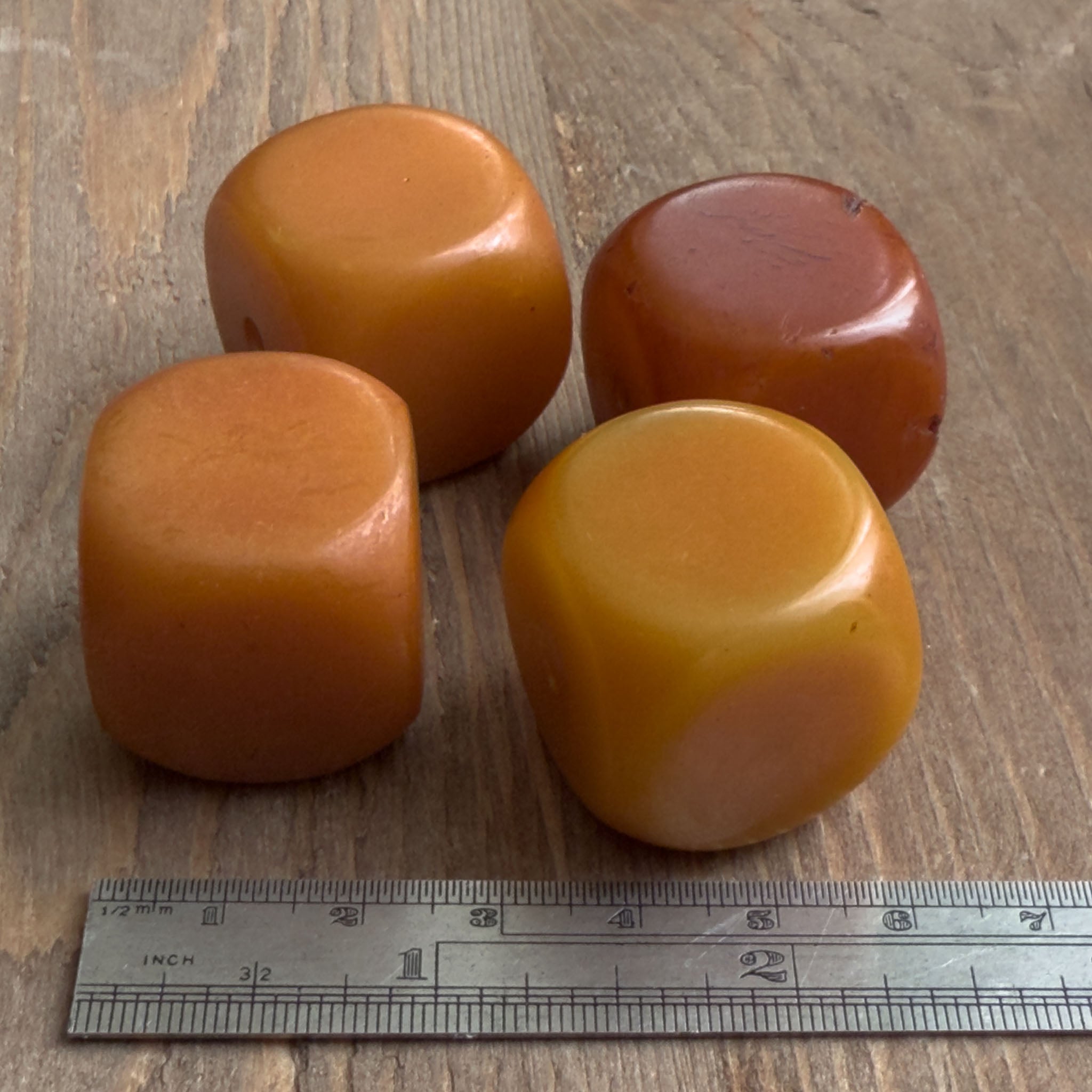 Antique Yemeni Bakelite Cube Beads x 4