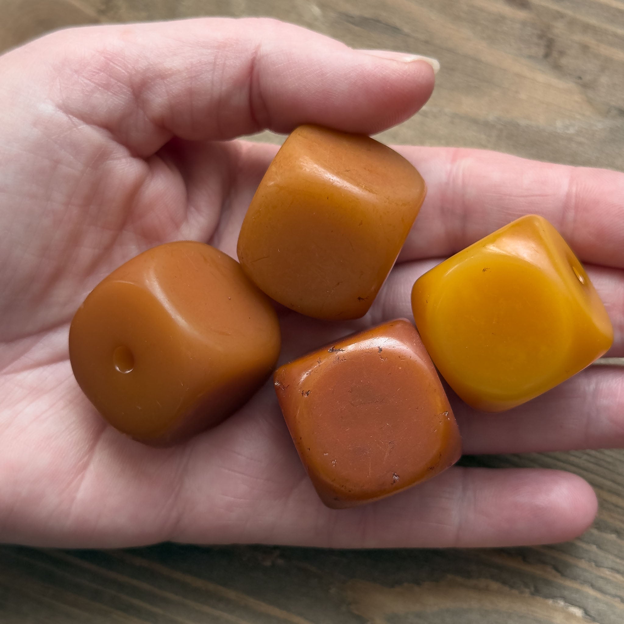 Antique Yemeni Bakelite Cube Beads x 4