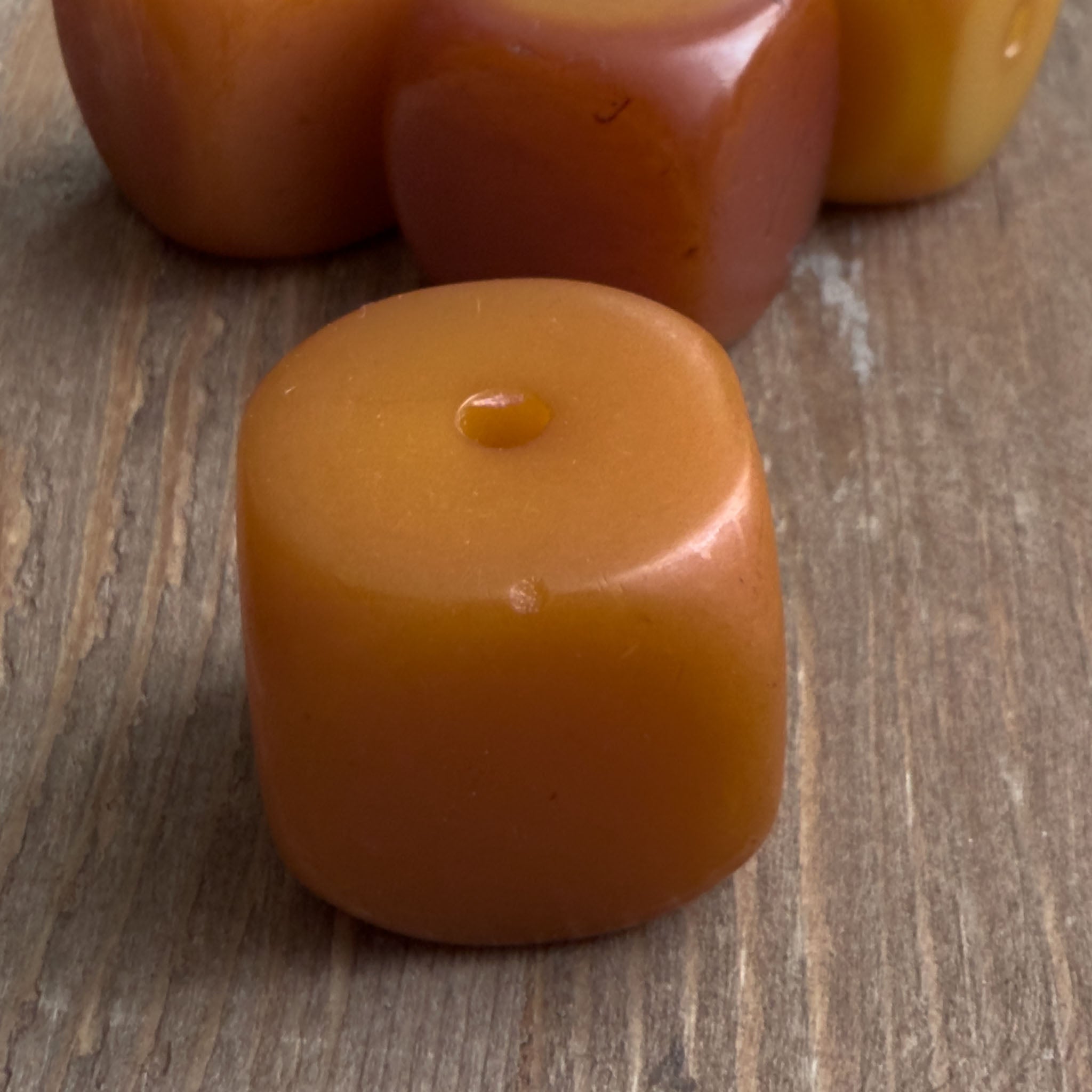 Antique Yemeni Bakelite Cube Beads x 4