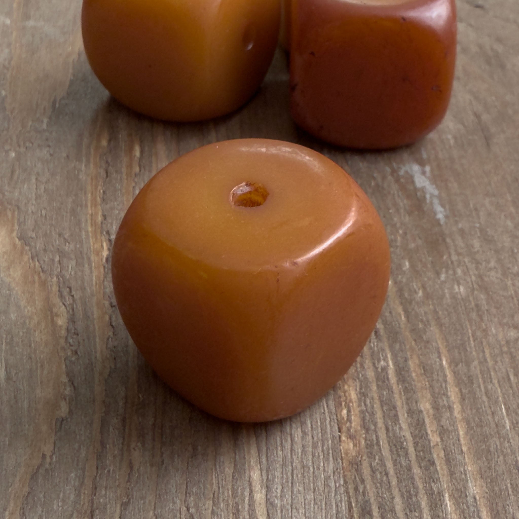 Antique Yemeni Bakelite Cube Beads x 4