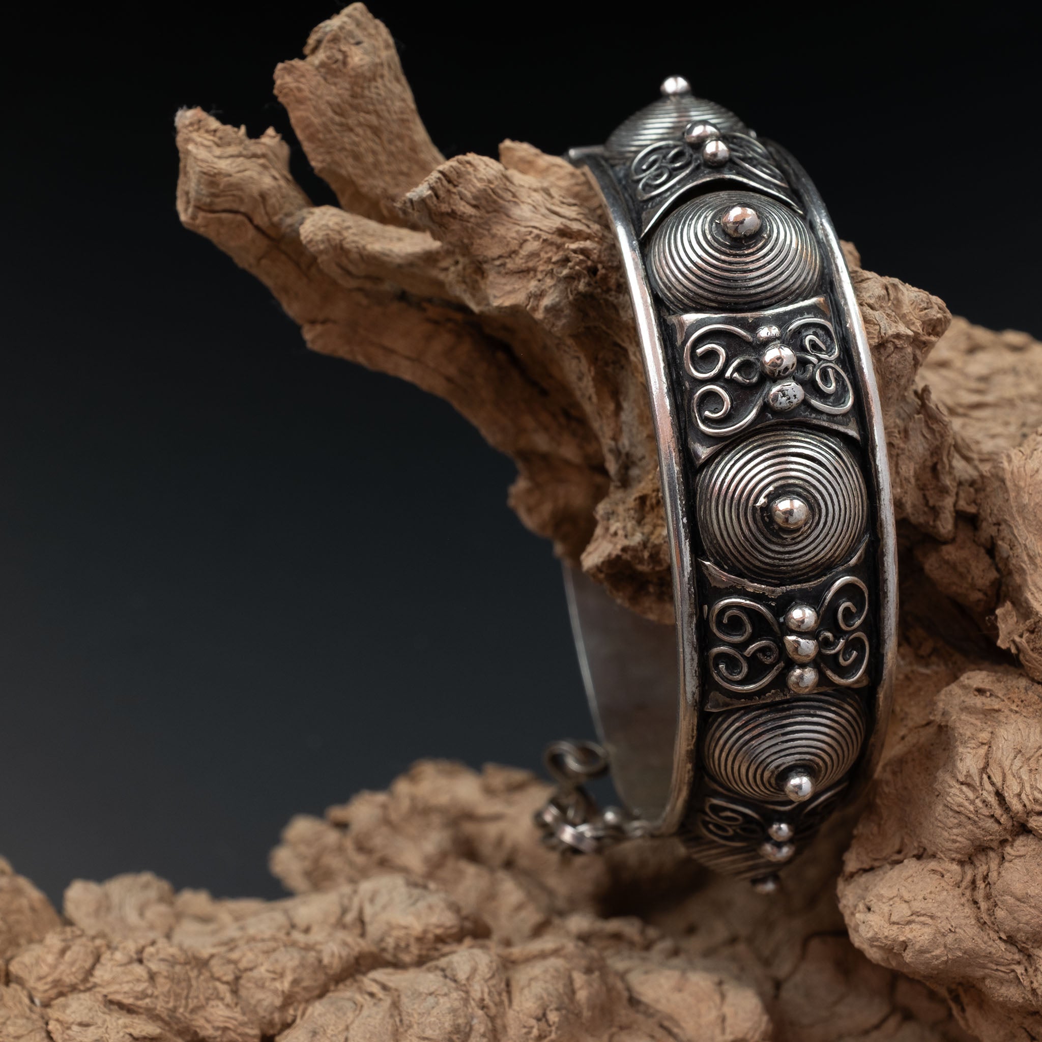 Ornate Silver Berber Bracelet, Tiznit, Morocco