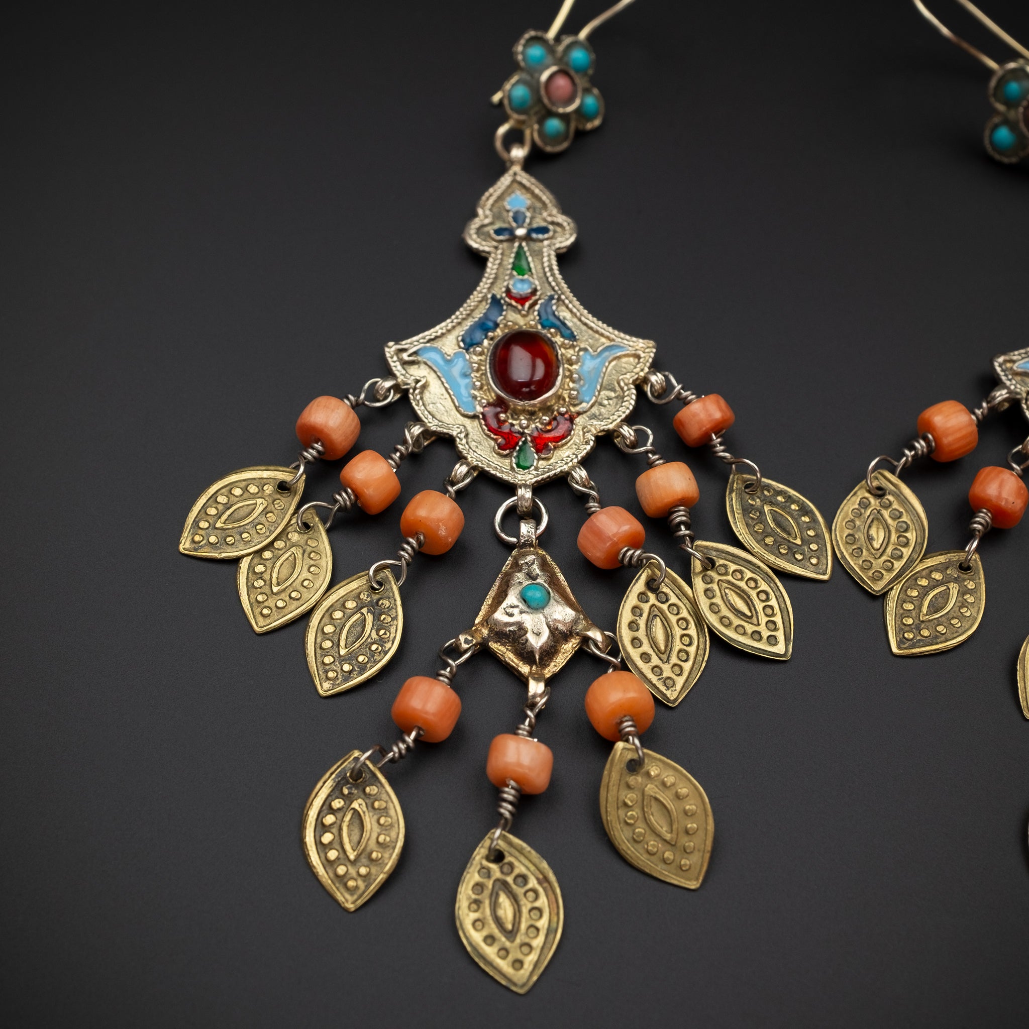 Vintage Gilded Silver Earrings, Bukhara, Uzbekistan