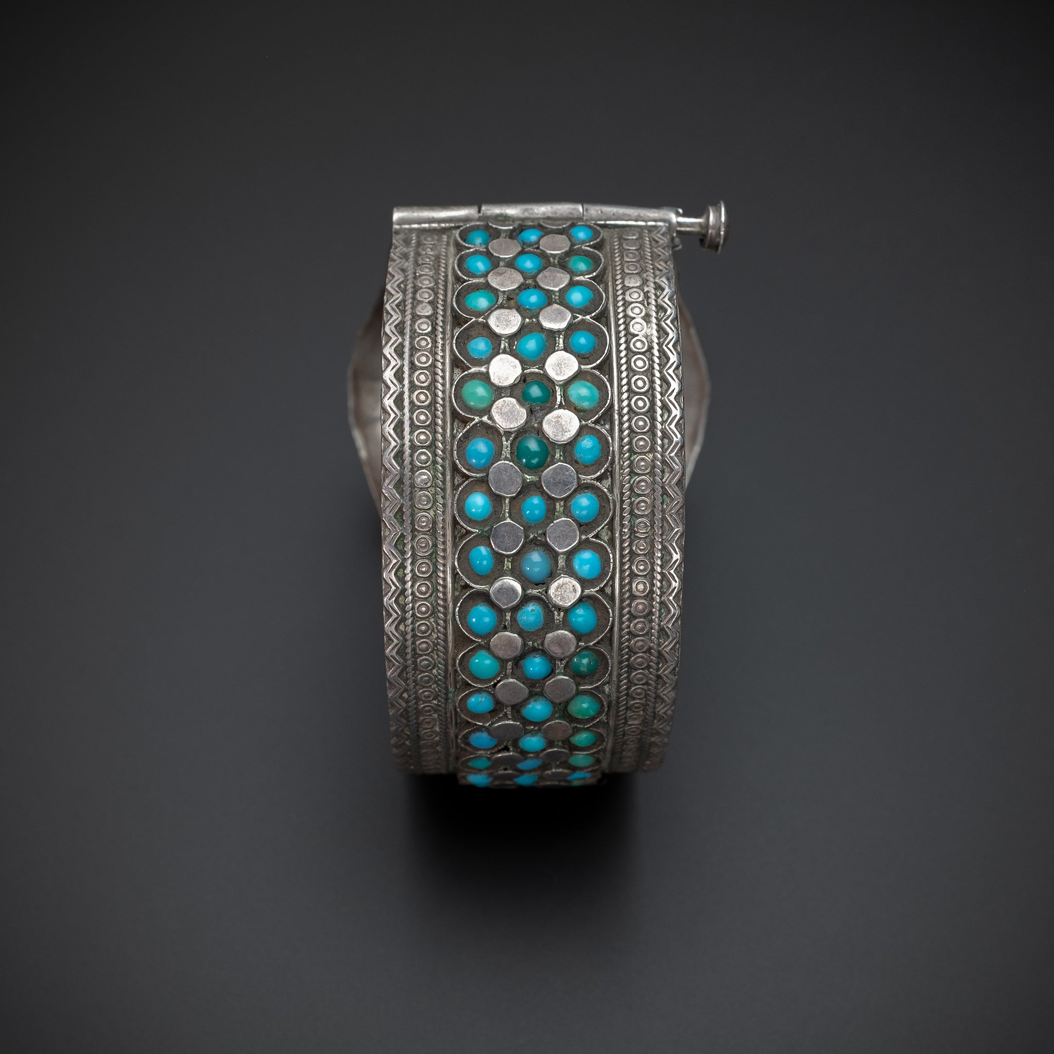 Antique Silver Hinged Bracelet, Bukhara, Uzbekistan