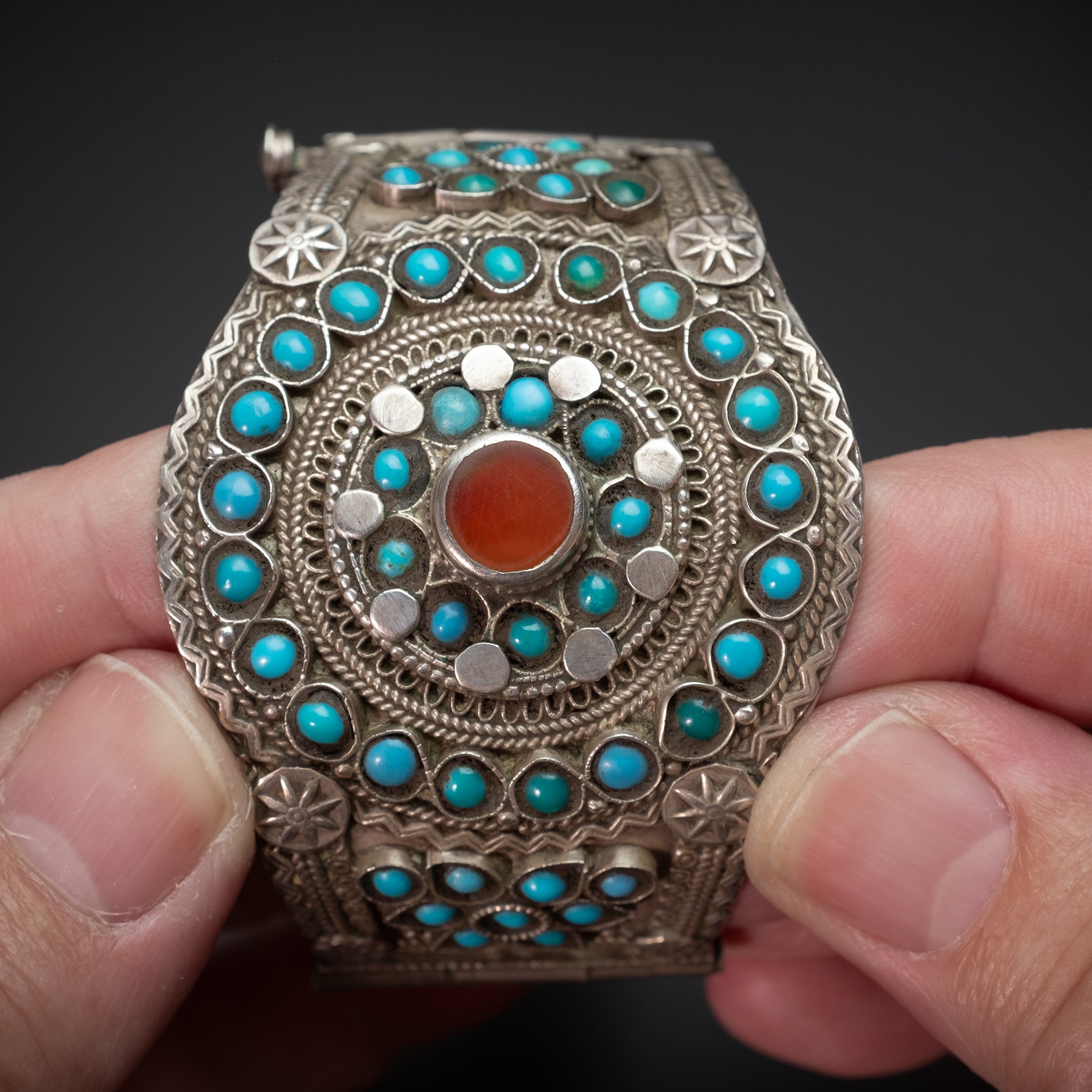 Rare Vintage Silver Hinged Bracelet, Bukhara, Uzbekistan