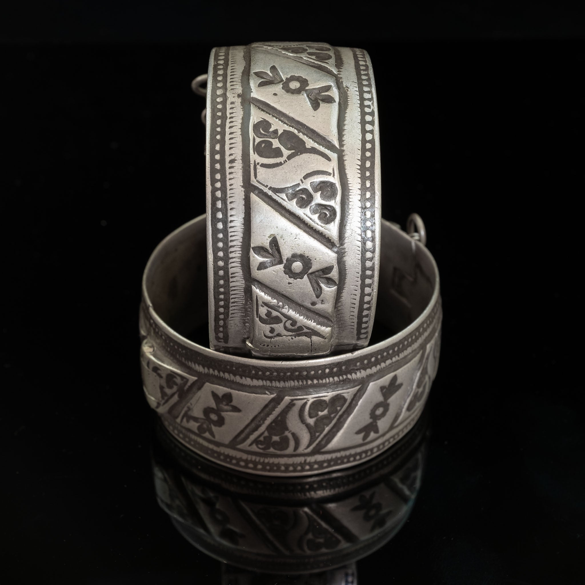 Rare Old Silver Berber Bracelets (Pair), Chtouka Ait Baha, Morocco