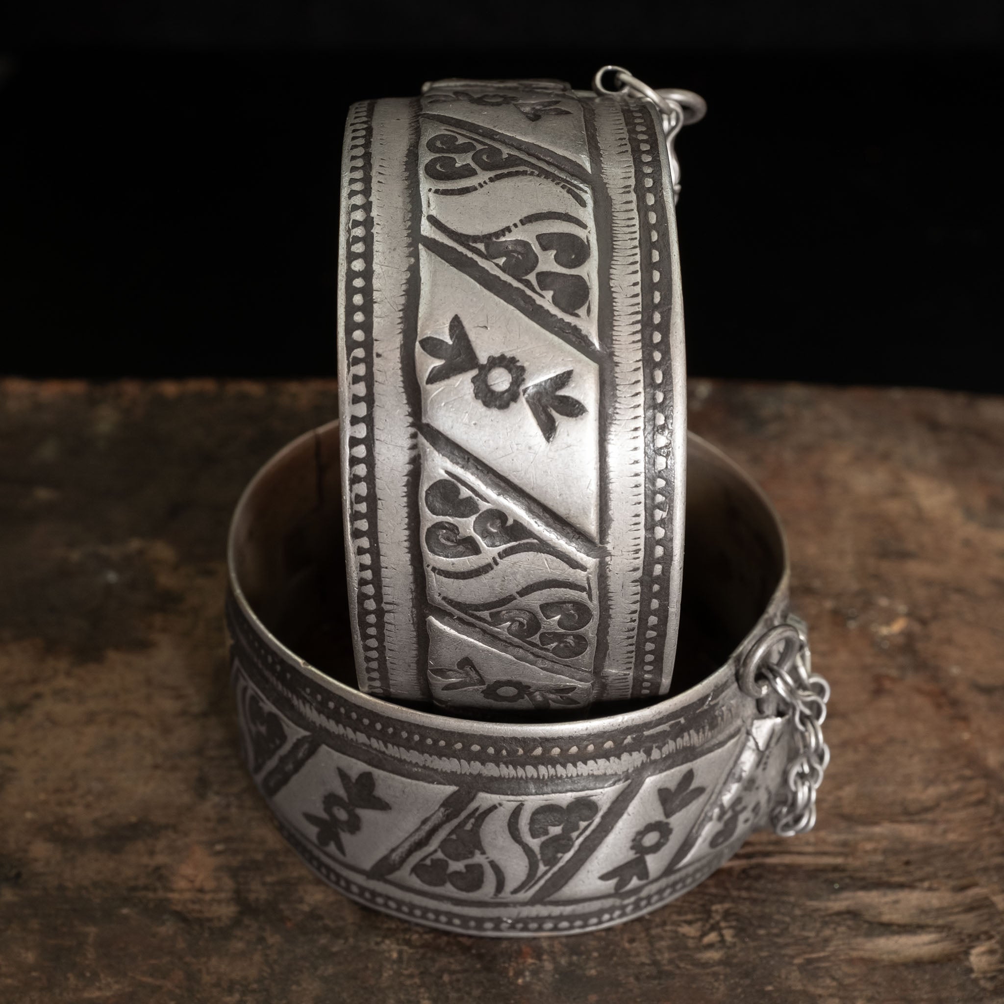 Rare Old Silver Berber Bracelets (Pair), Chtouka Ait Baha, Morocco