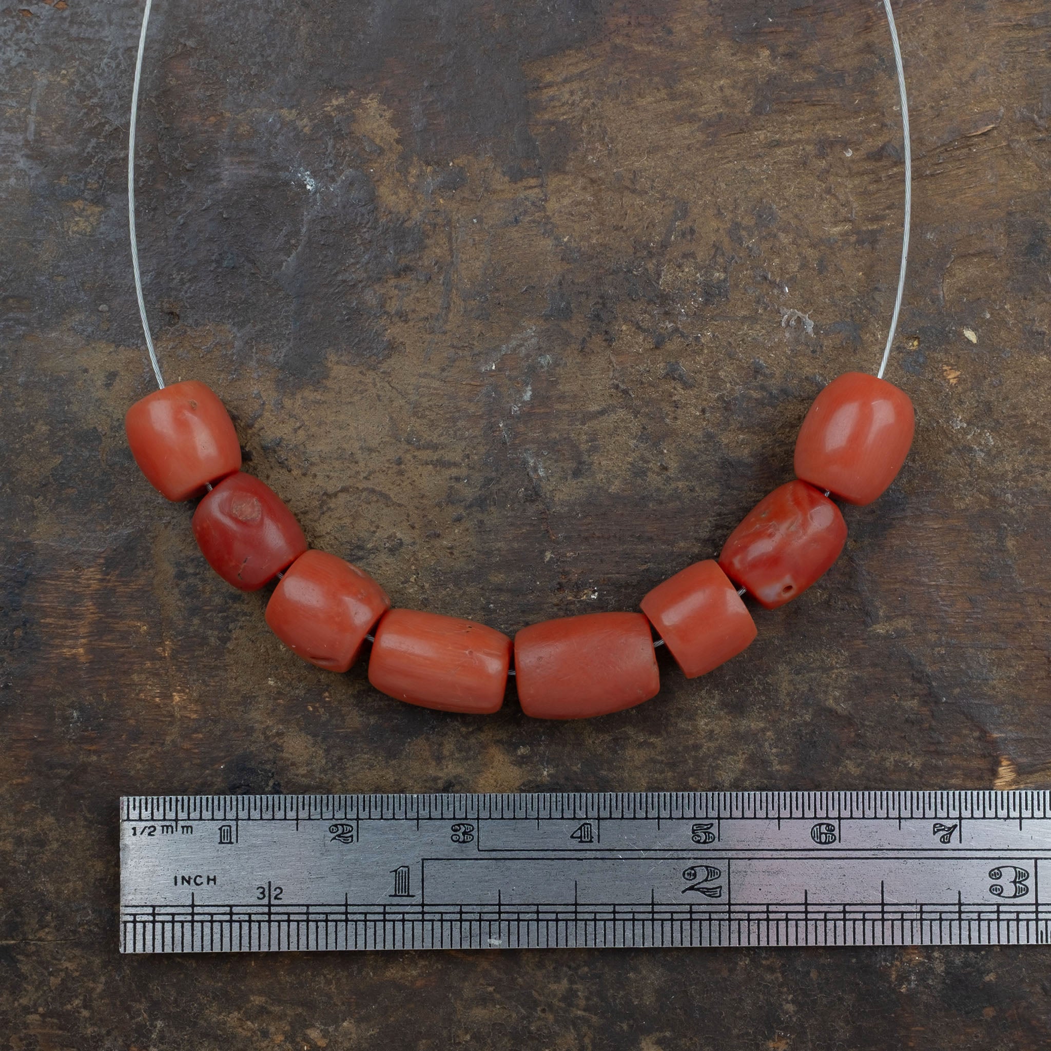 Old Mediterranean Natural Coral Beads -  Strand  9 g - 珊瑚