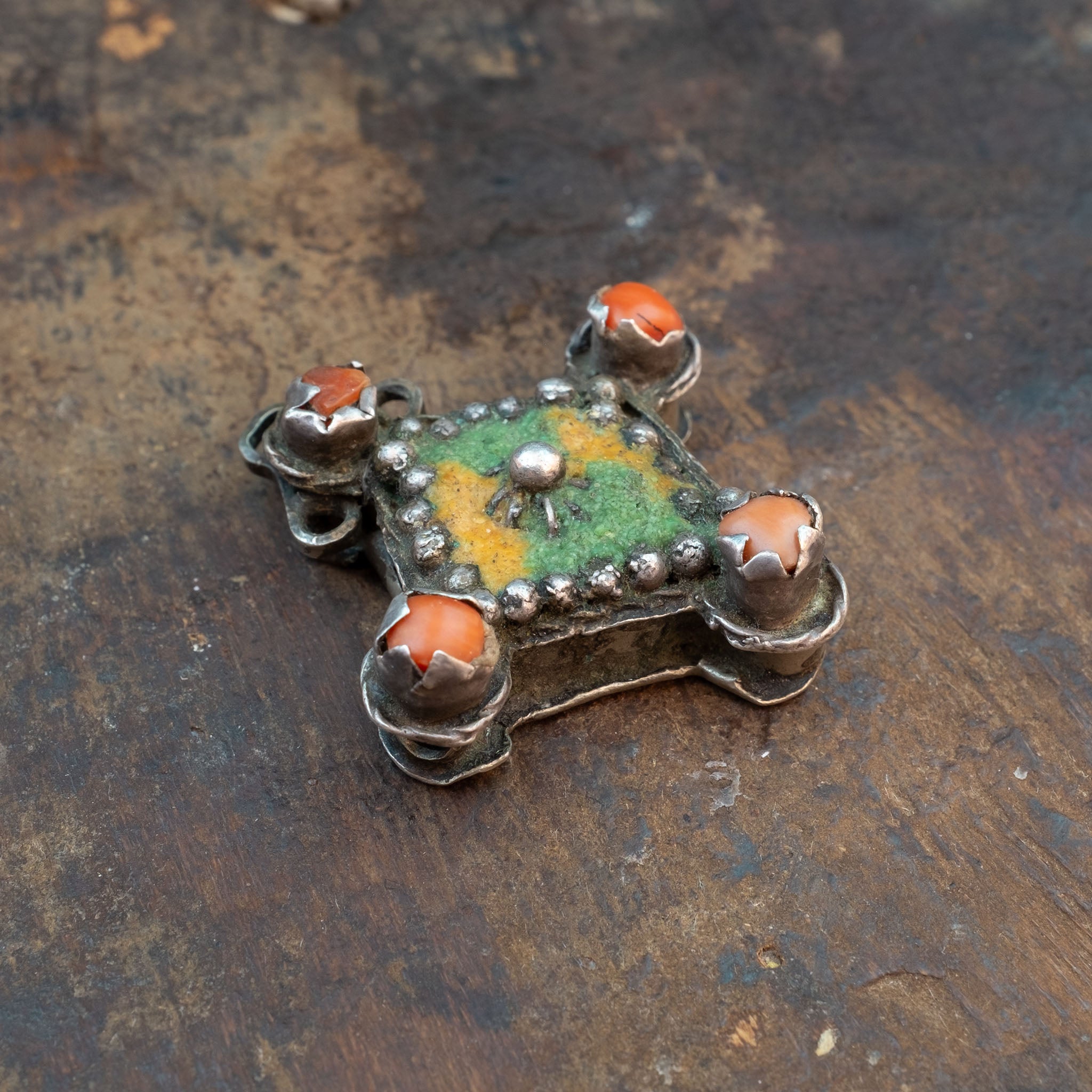 Rare Antique Figuig Enamel Cross