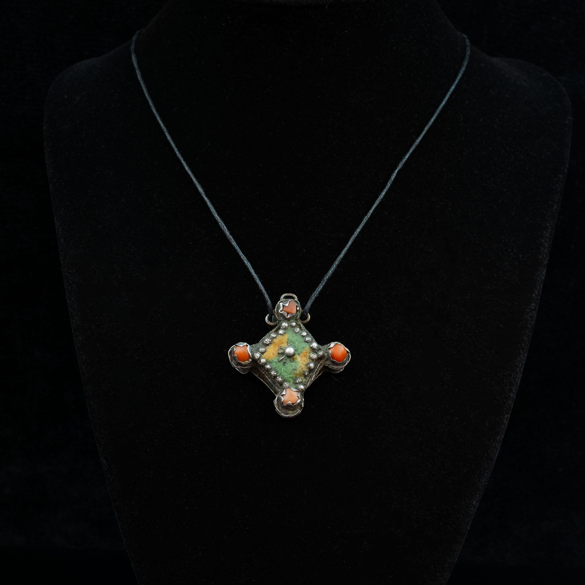 Rare Antique Figuig Enamel Cross