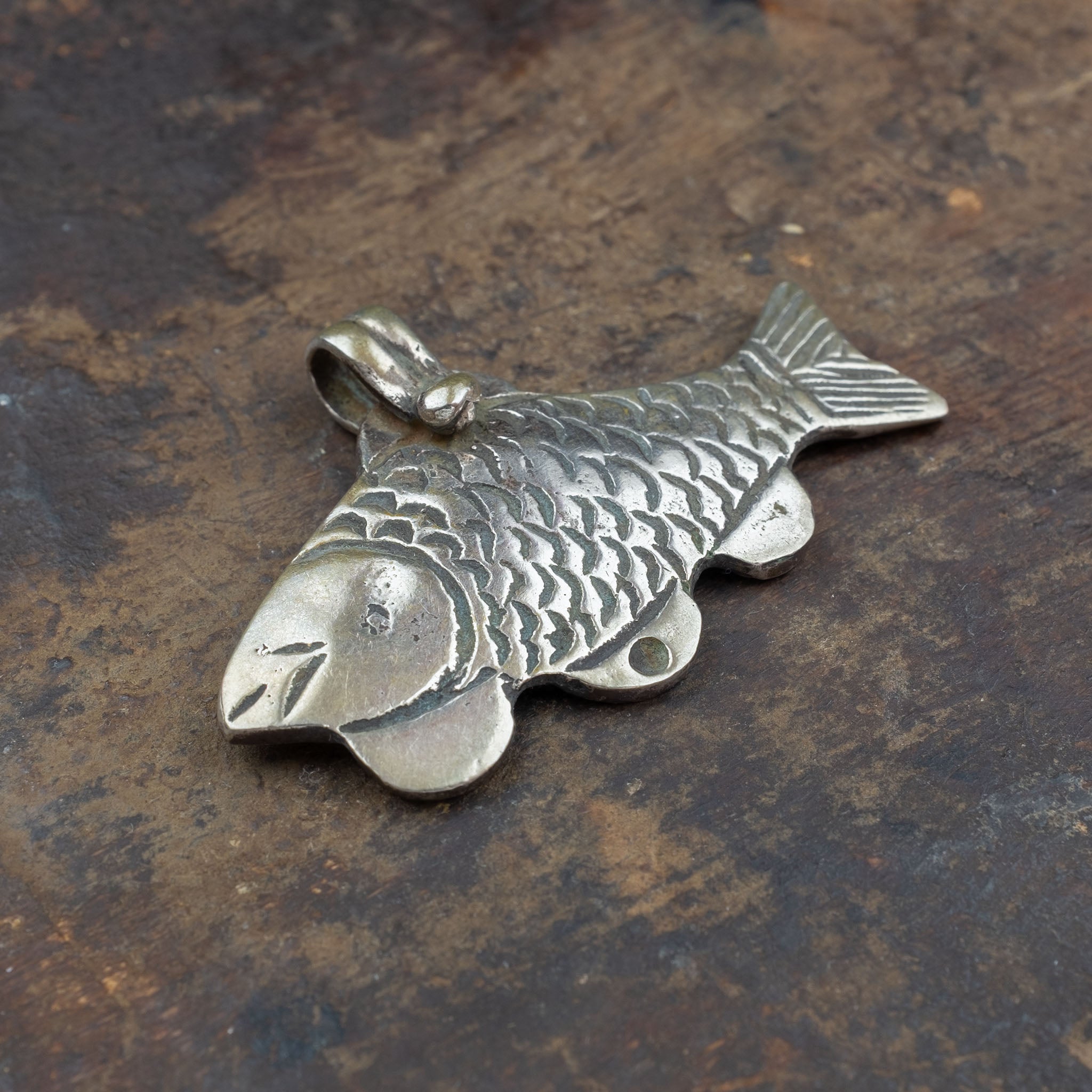 Vintage Silver Fish Pendant, Libya