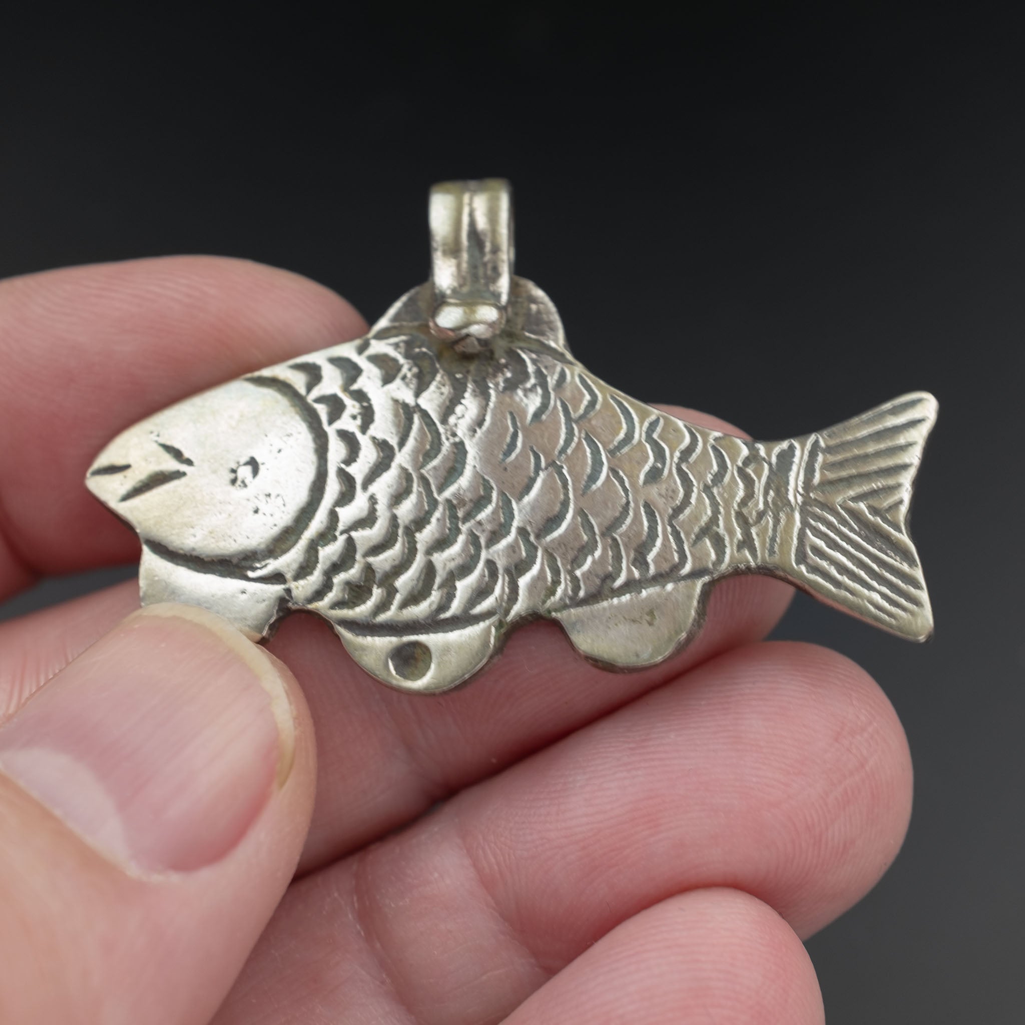 Vintage Silver Fish Pendant, Libya