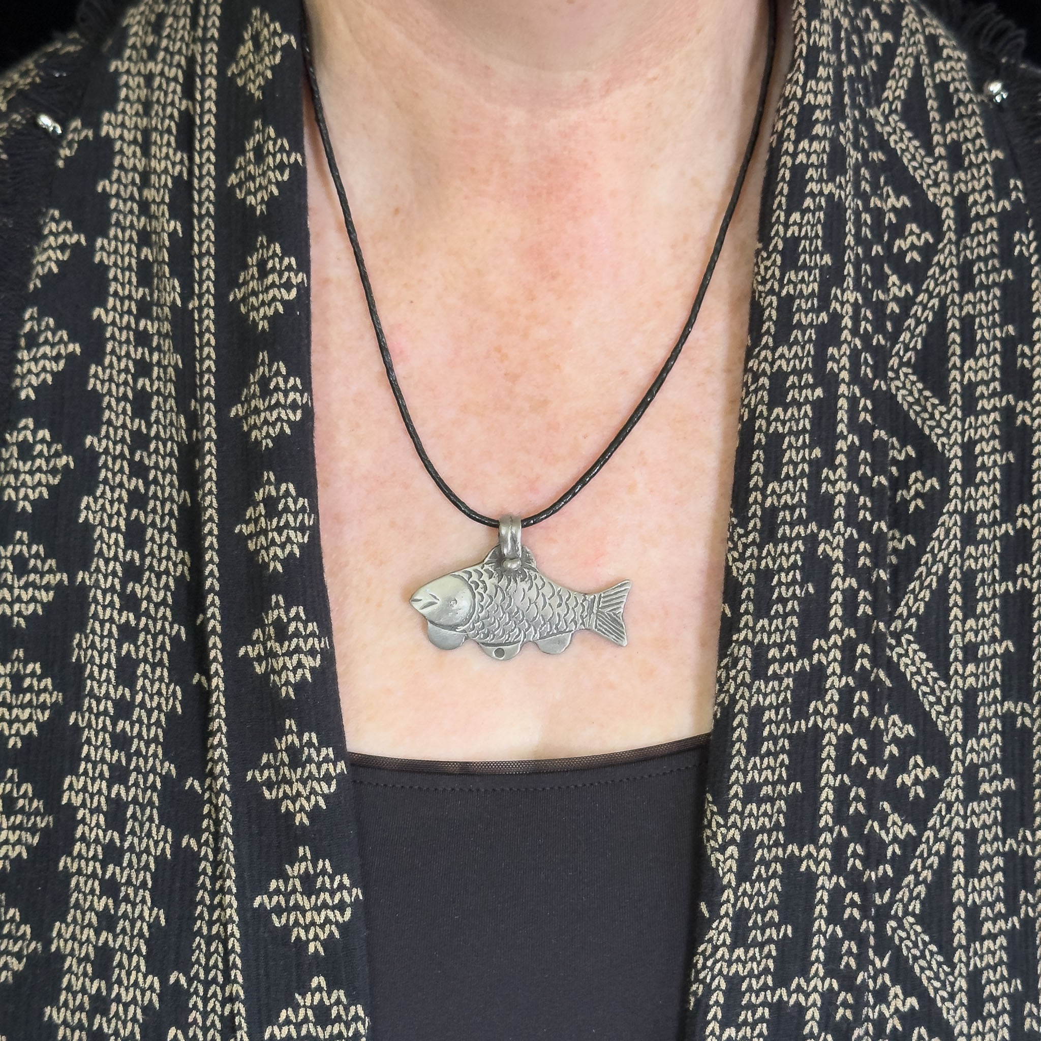 Vintage Silver Fish Pendant, Libya