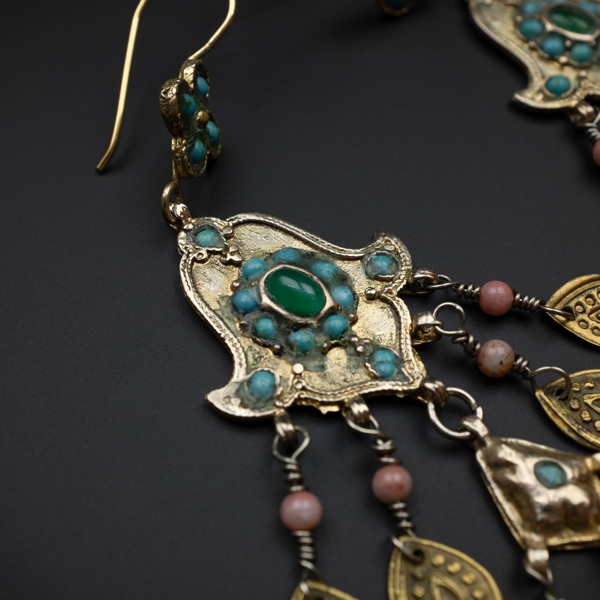 Vintage Gilded Silver Earrings, Bukhara, Uzbekistan
