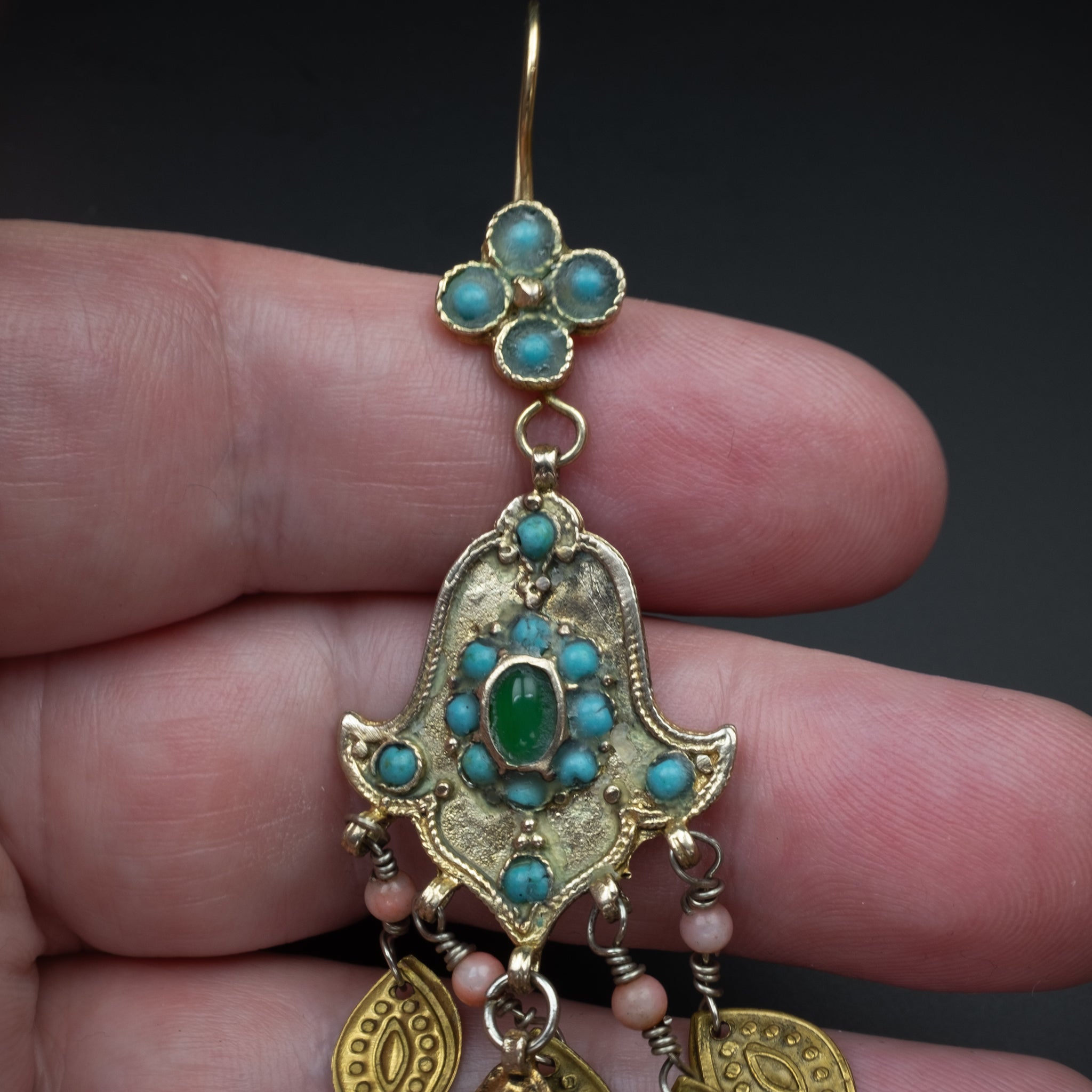 Vintage Gilded Silver Earrings, Bukhara, Uzbekistan