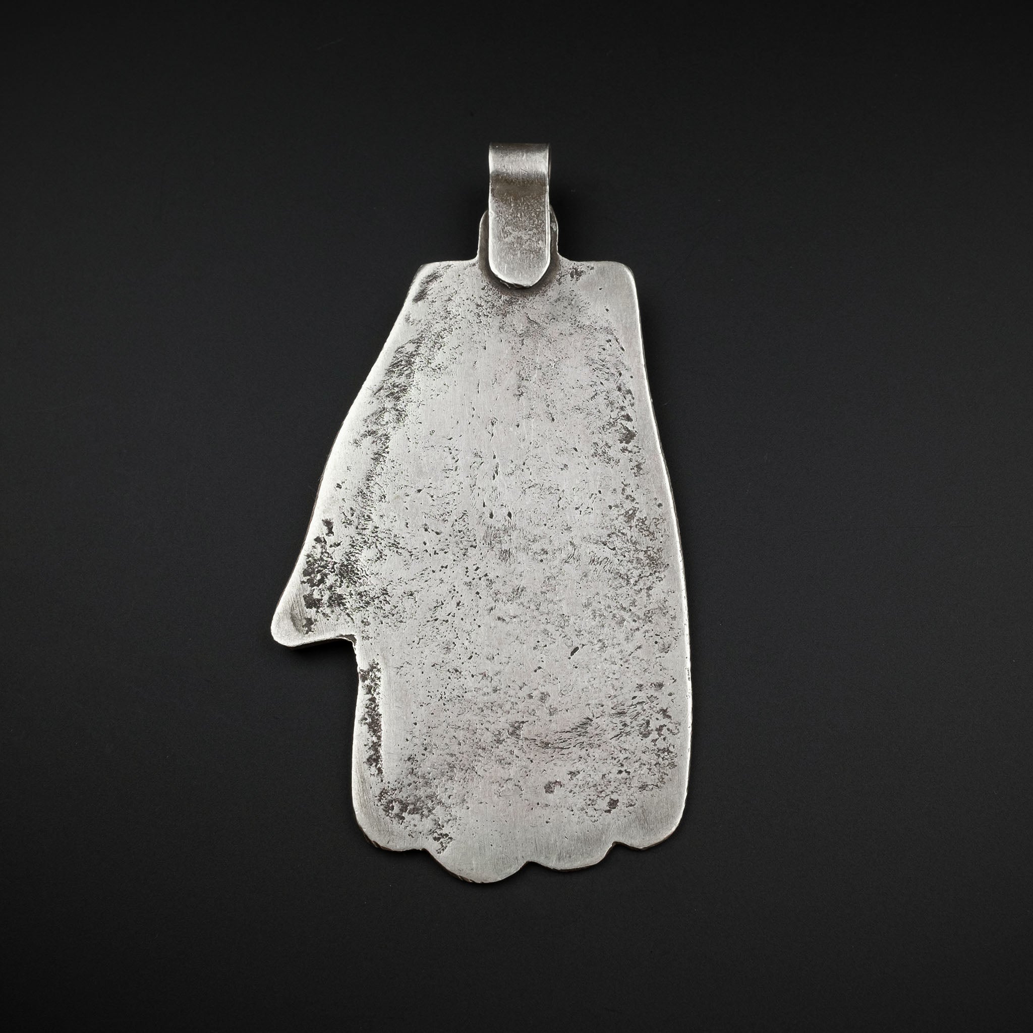 Large Vintage Moroccan Silver Khamsa (Hamsa) on Leather Cord