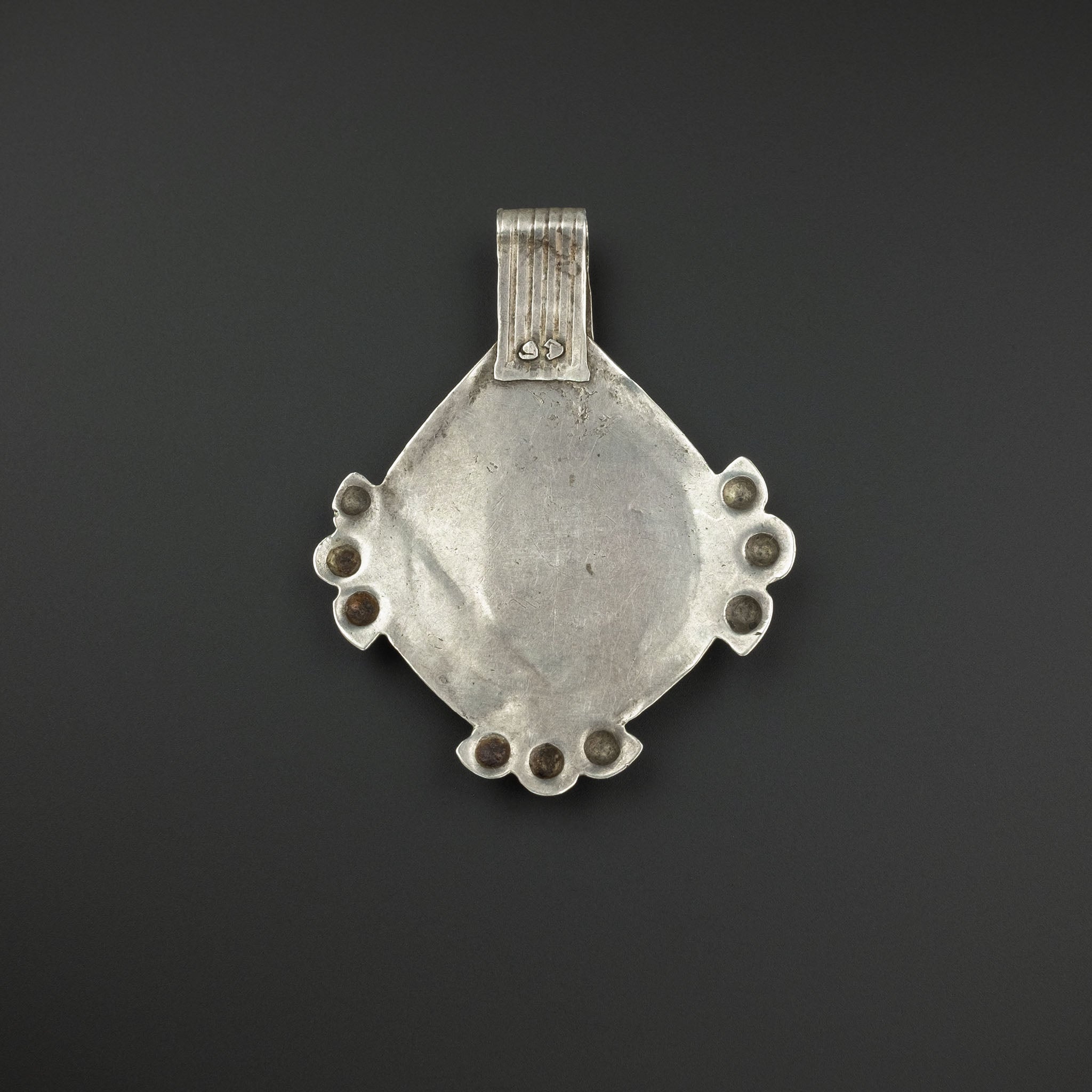 Vintage Moroccan Silver & Glass Tribal Pendant