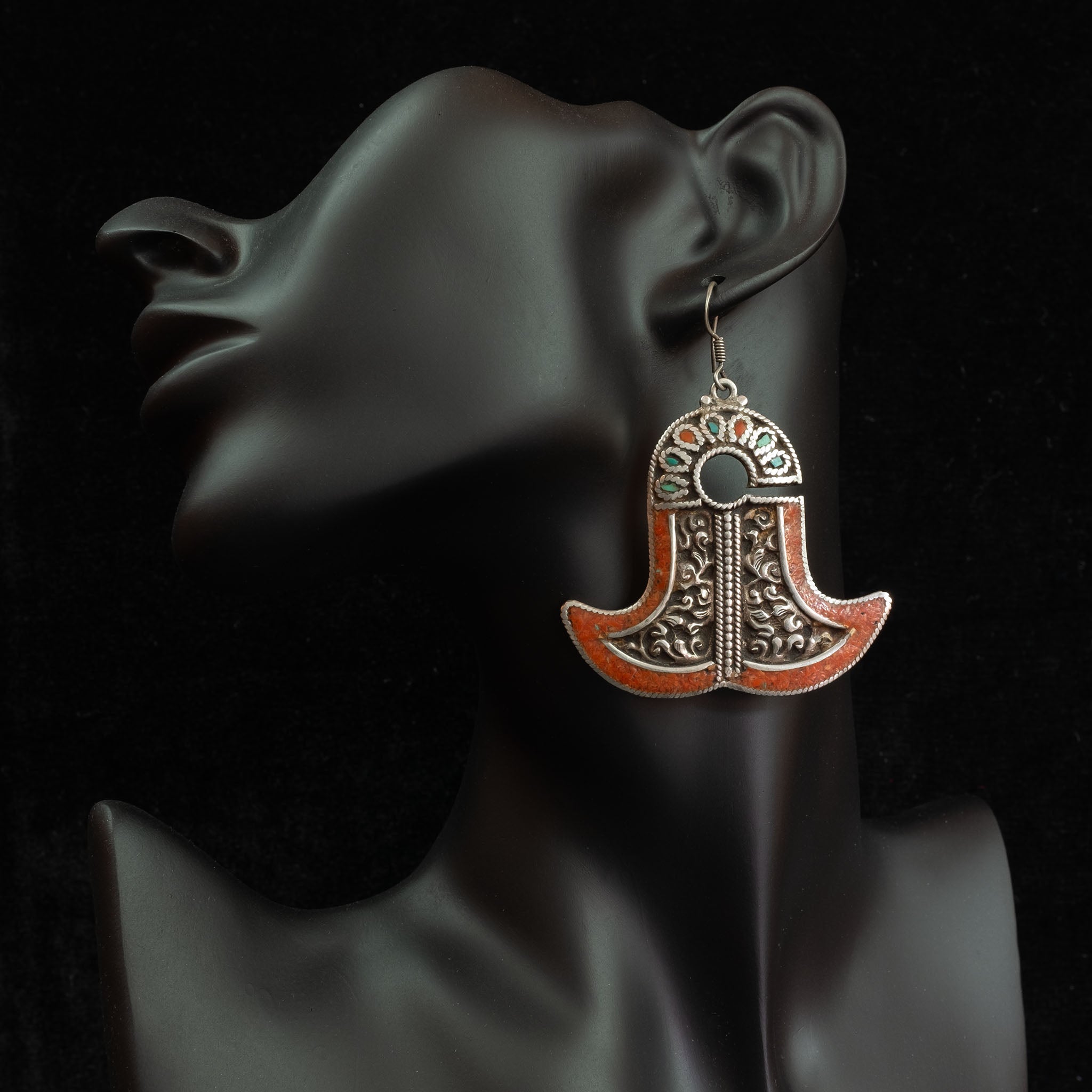 Silver Indonesian earrings, Molucca Islands