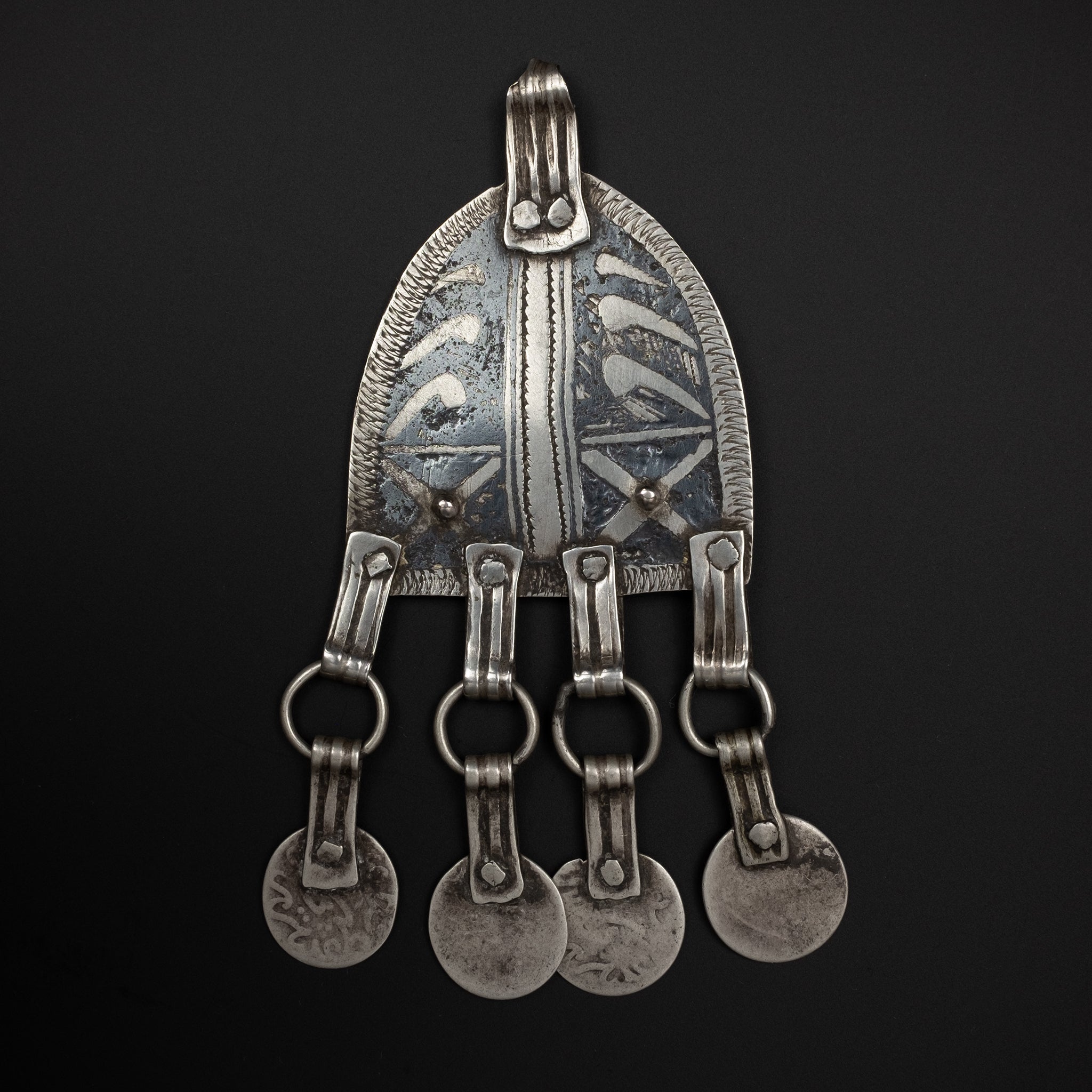 Rare Antique Silver Moroccan Pendant, Ida ou Nadif