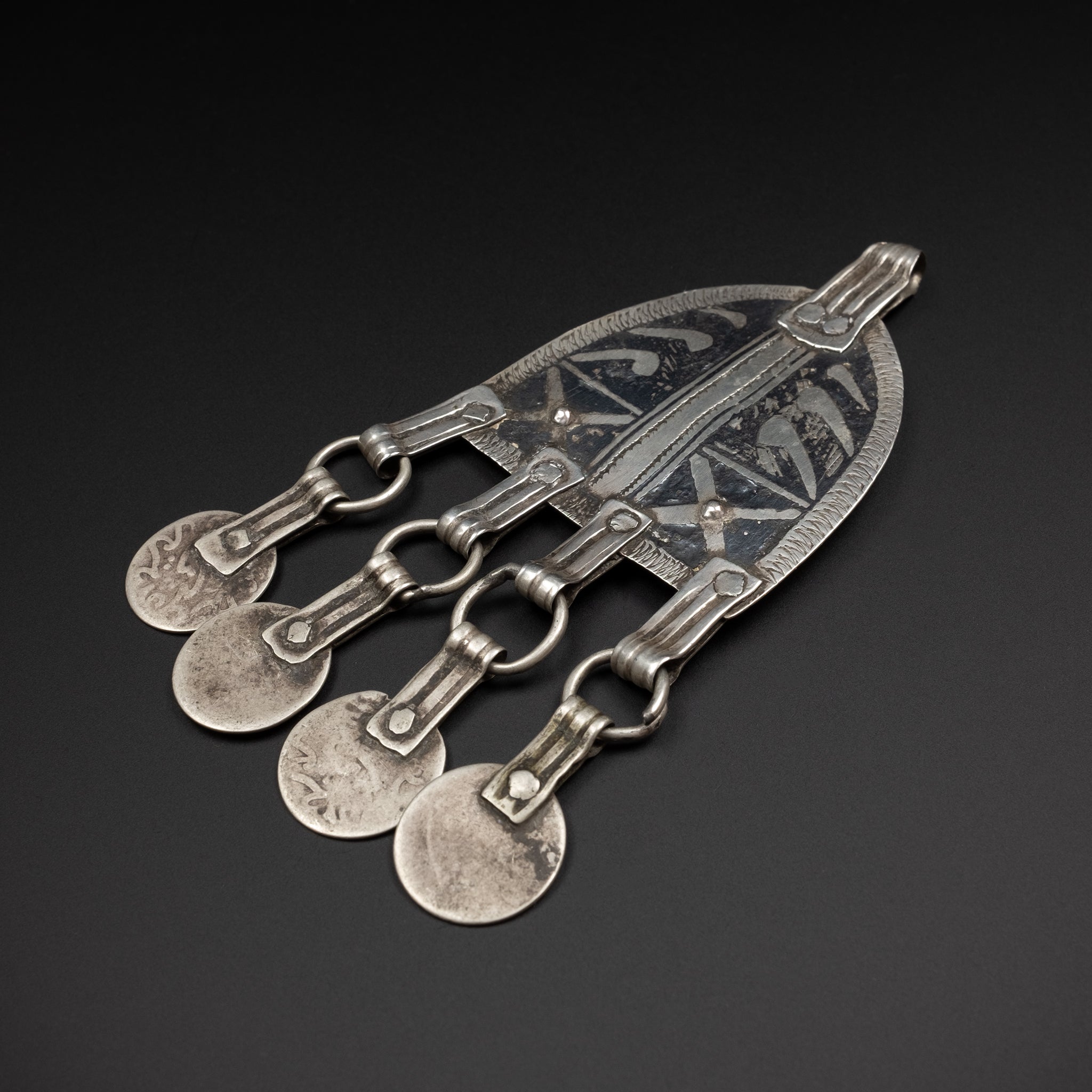 Rare Antique Silver Moroccan Pendant, Ida ou Nadif