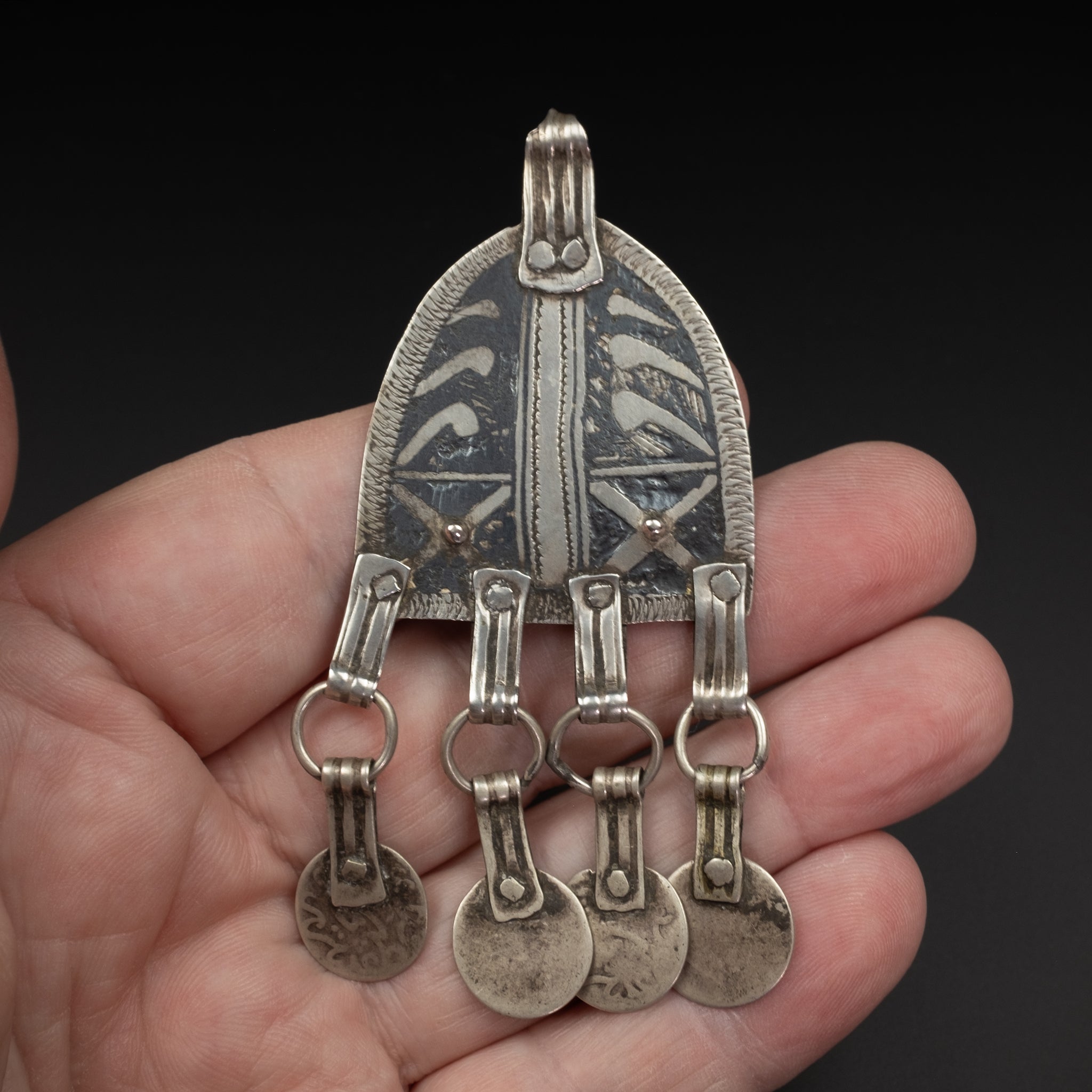 Rare Antique Silver Moroccan Pendant, Ida ou Nadif
