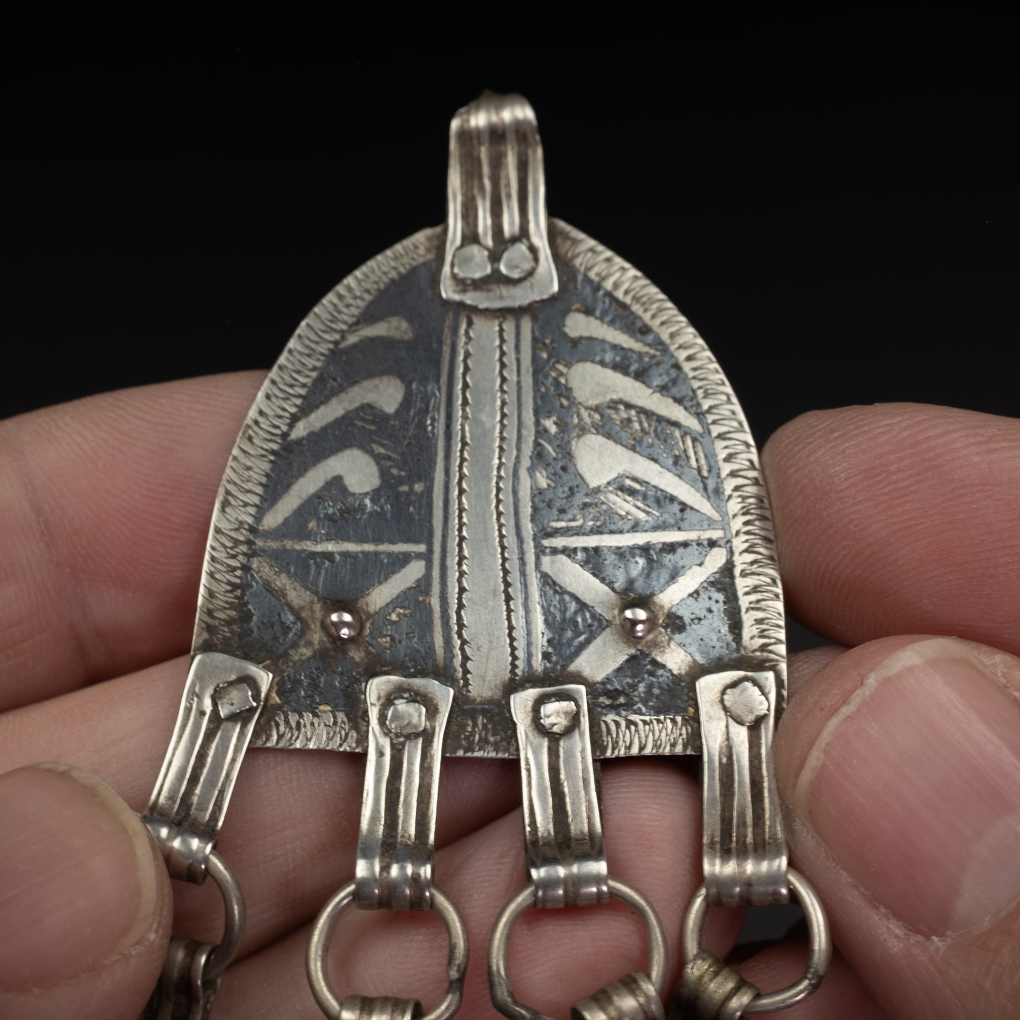 Rare Antique Silver Moroccan Pendant, Ida ou Nadif