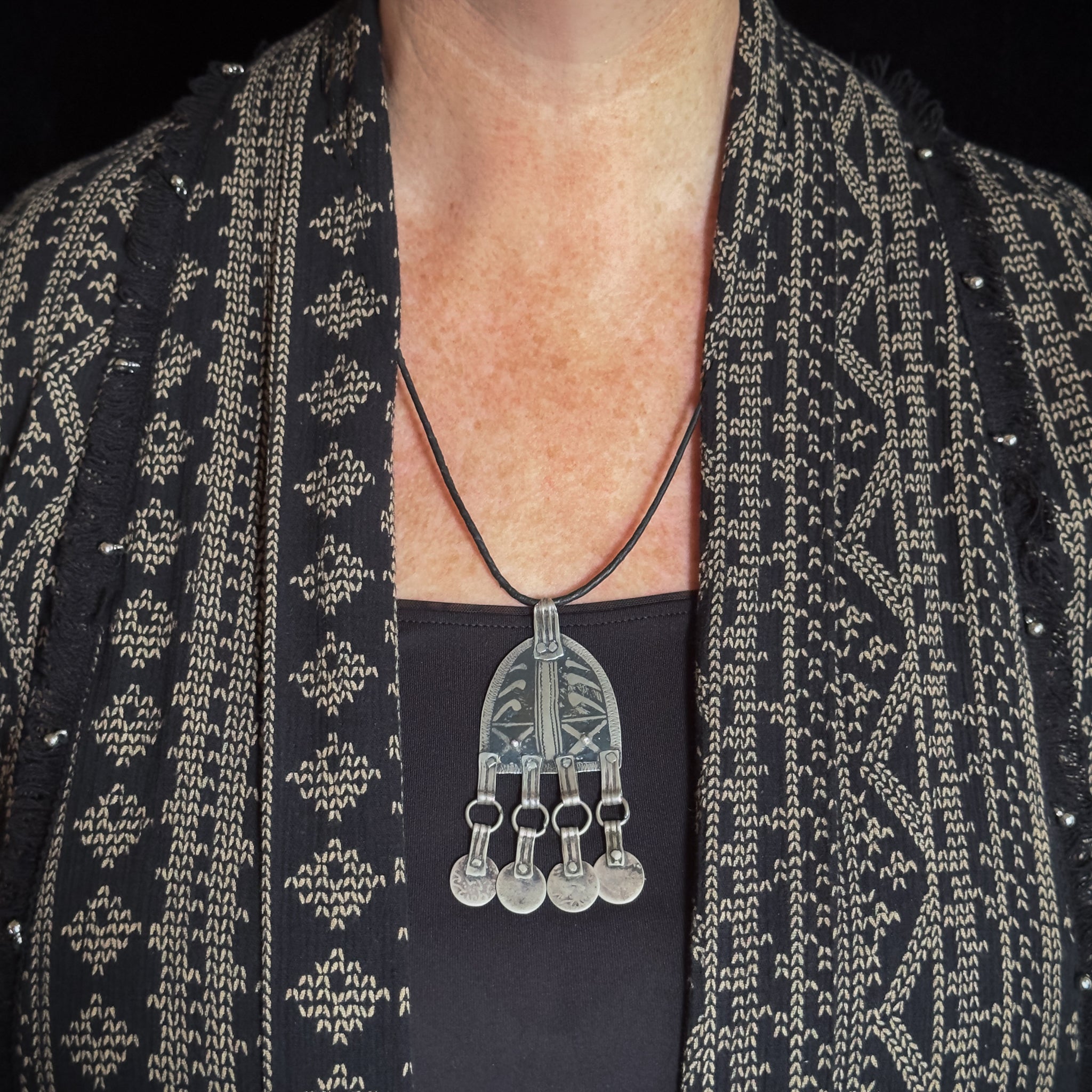 Rare Antique Silver Moroccan Pendant, Ida ou Nadif