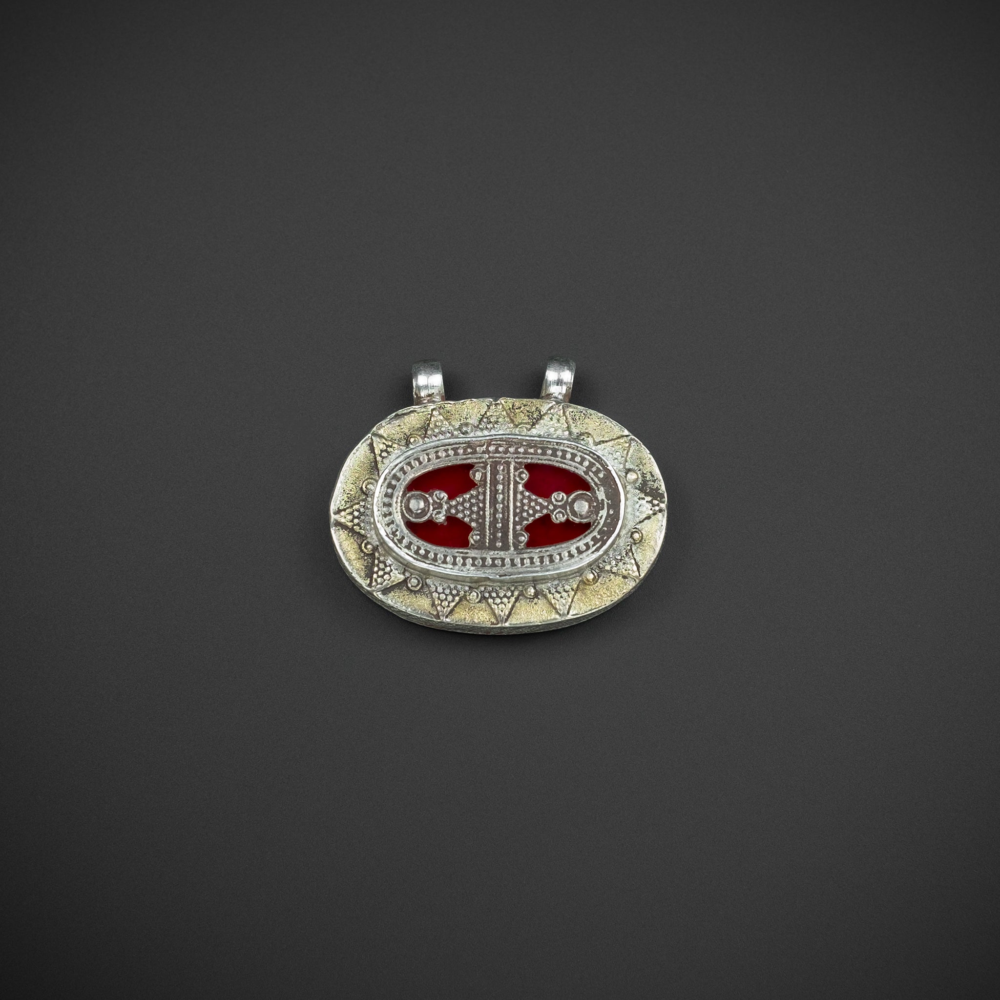 Vintage Silver Gilded Pendant, Kazakhstan