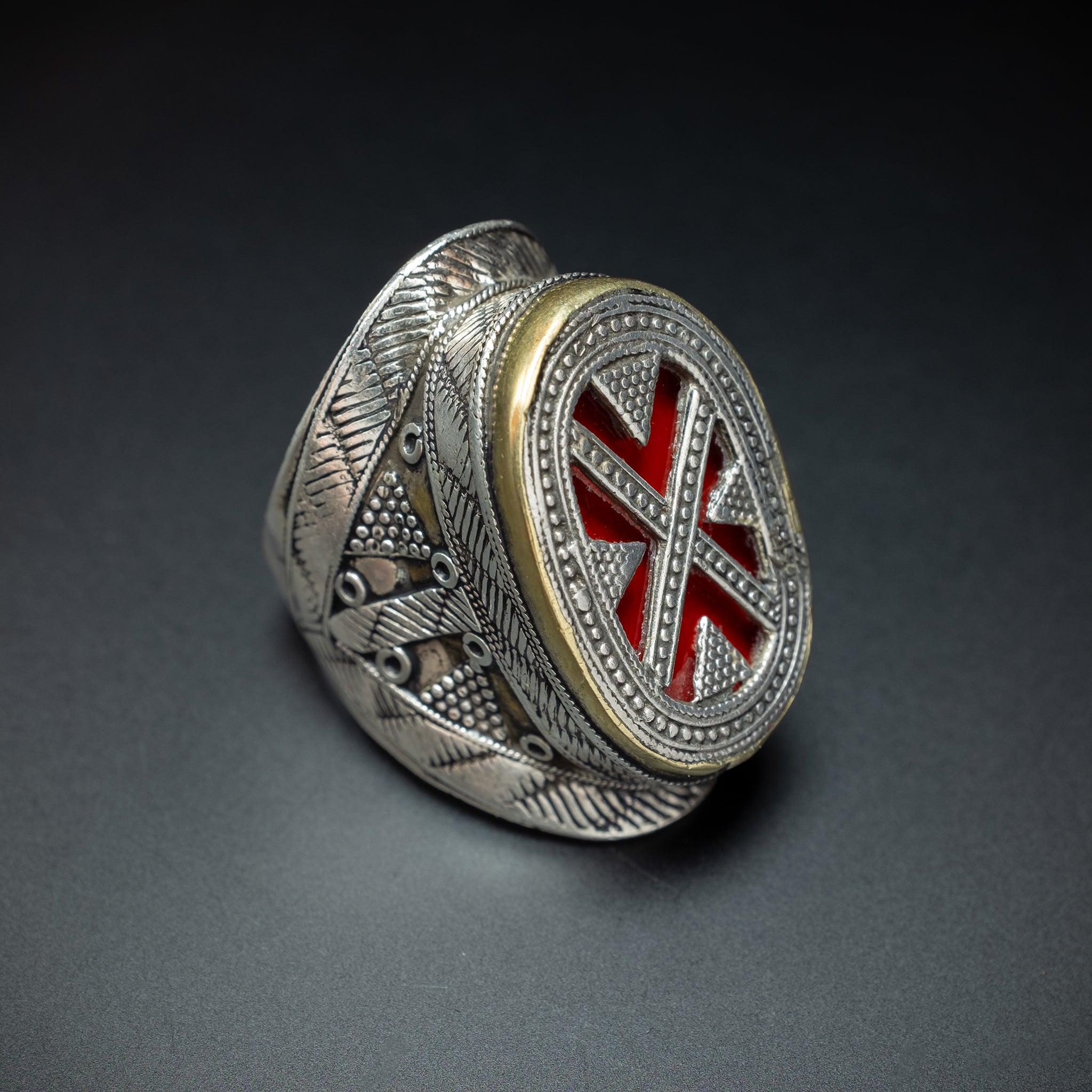 Large Antique Silver Kazakh Ring, Central Asia