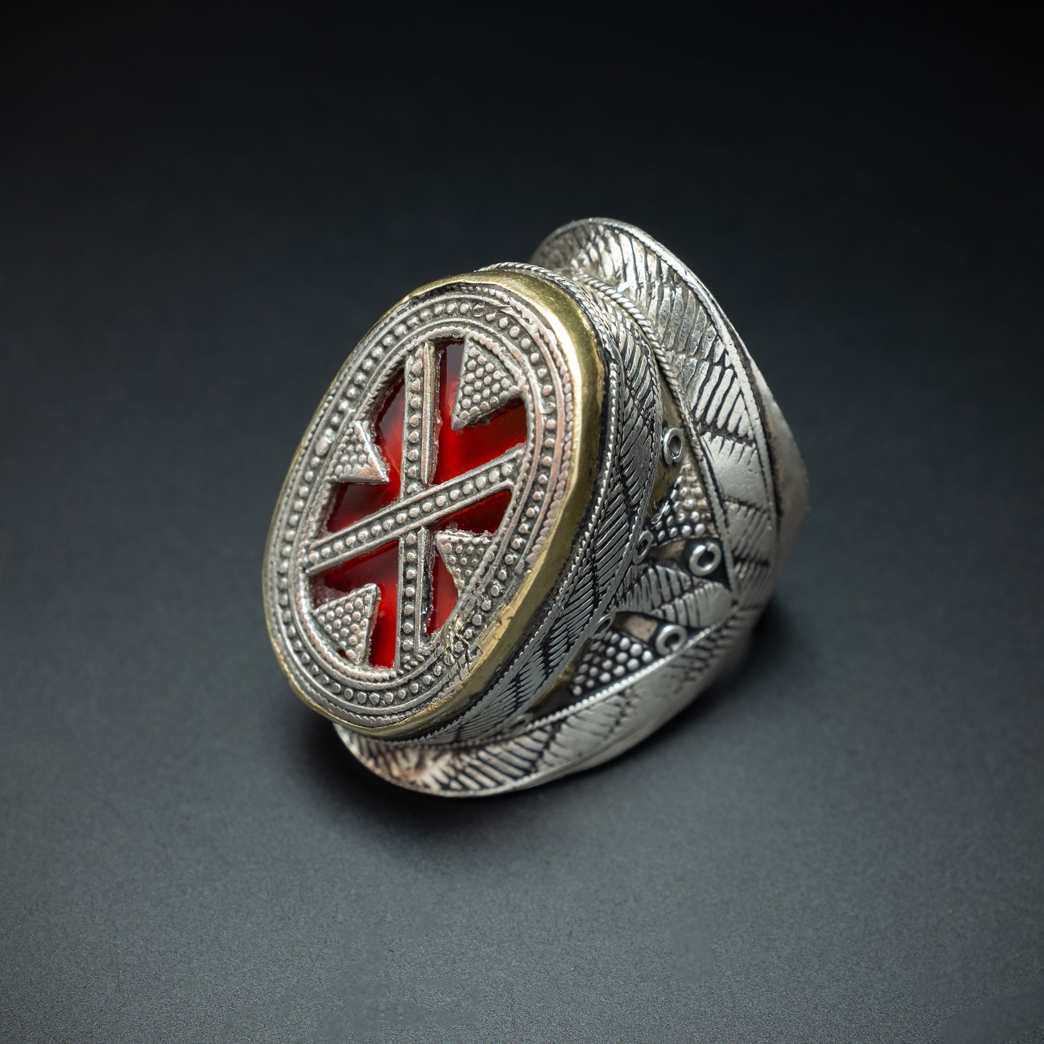 Large Antique Silver Kazakh Ring, Central Asia