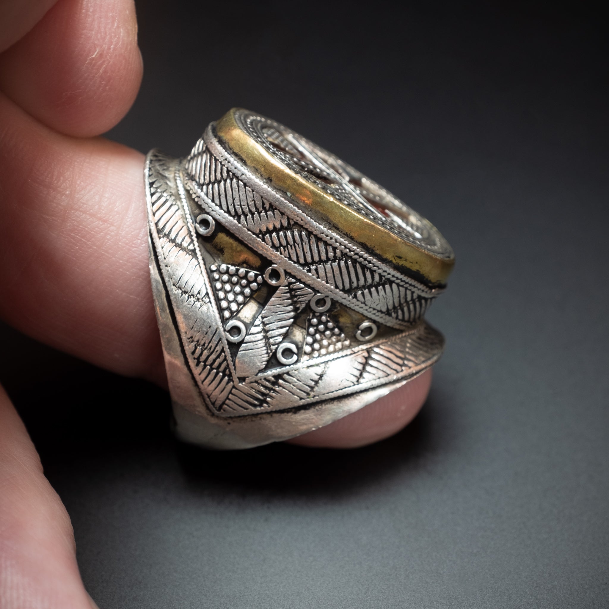 Large Antique Silver Kazakh Ring, Central Asia