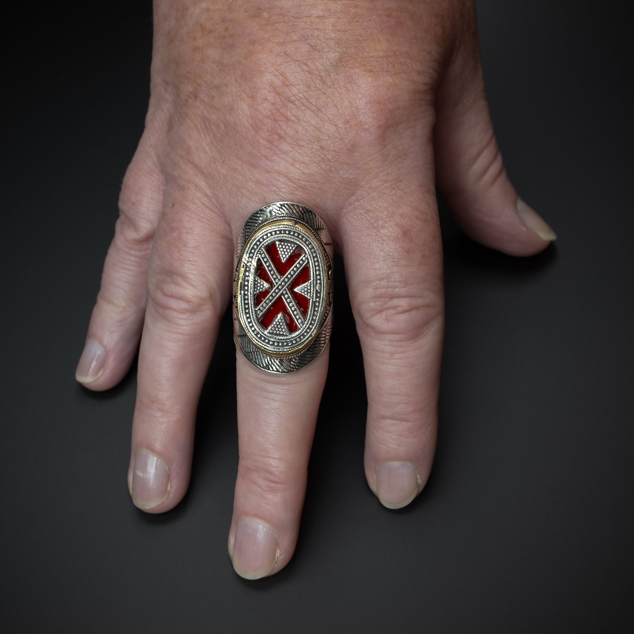 Large Antique Silver Kazakh Ring, Central Asia