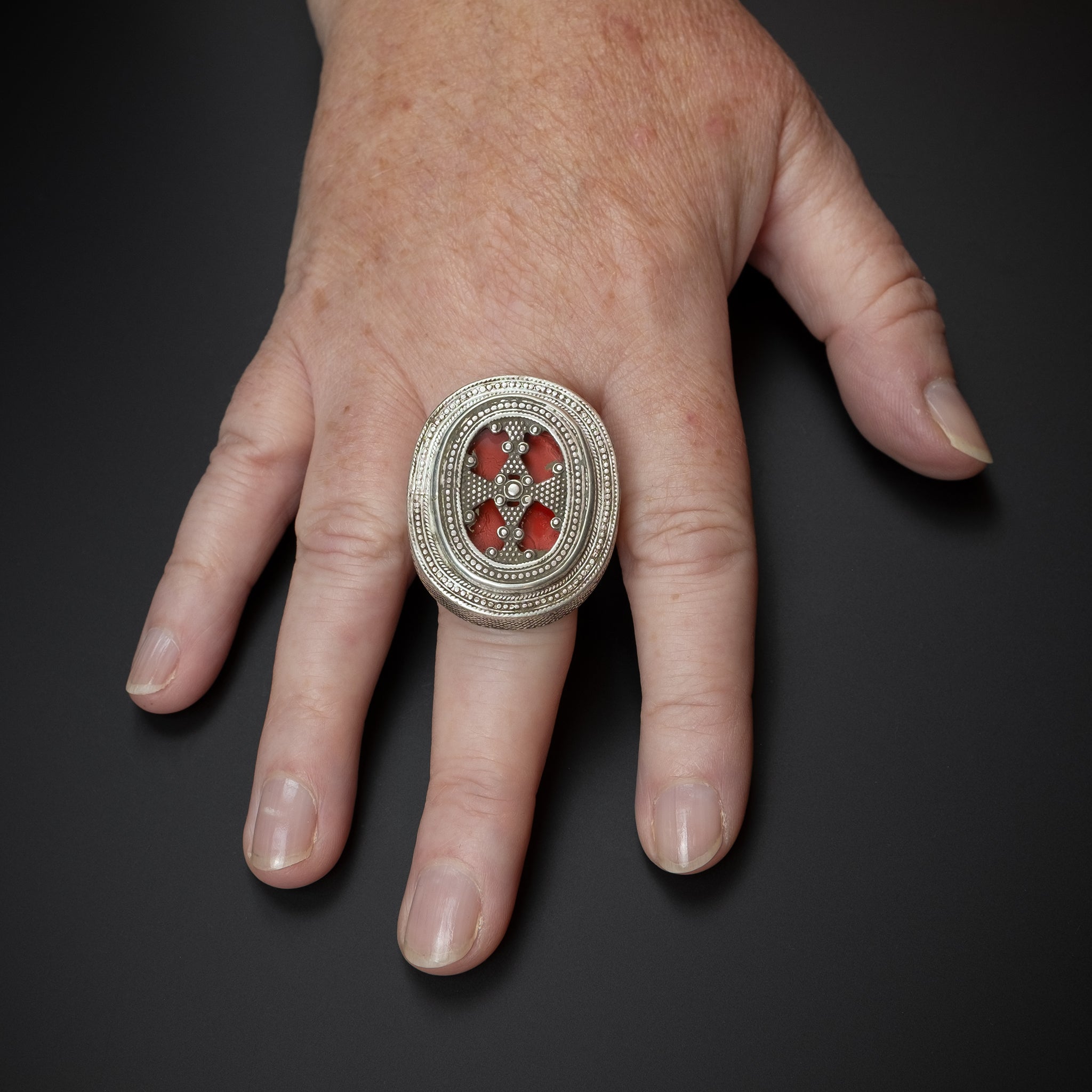 Authentic Old Silver Kazakh Ring, Central Asia