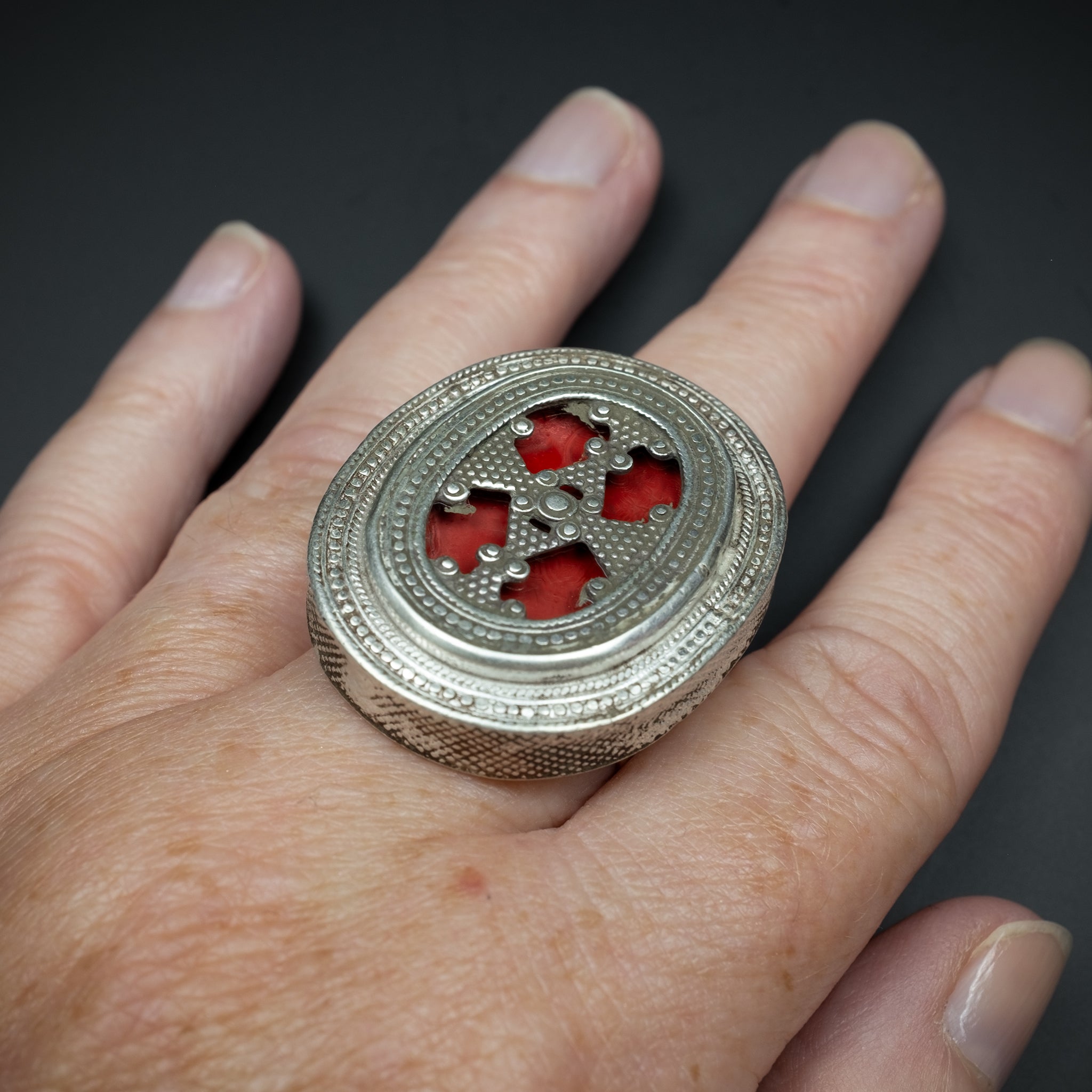 Authentic Old Silver Kazakh Ring, Central Asia