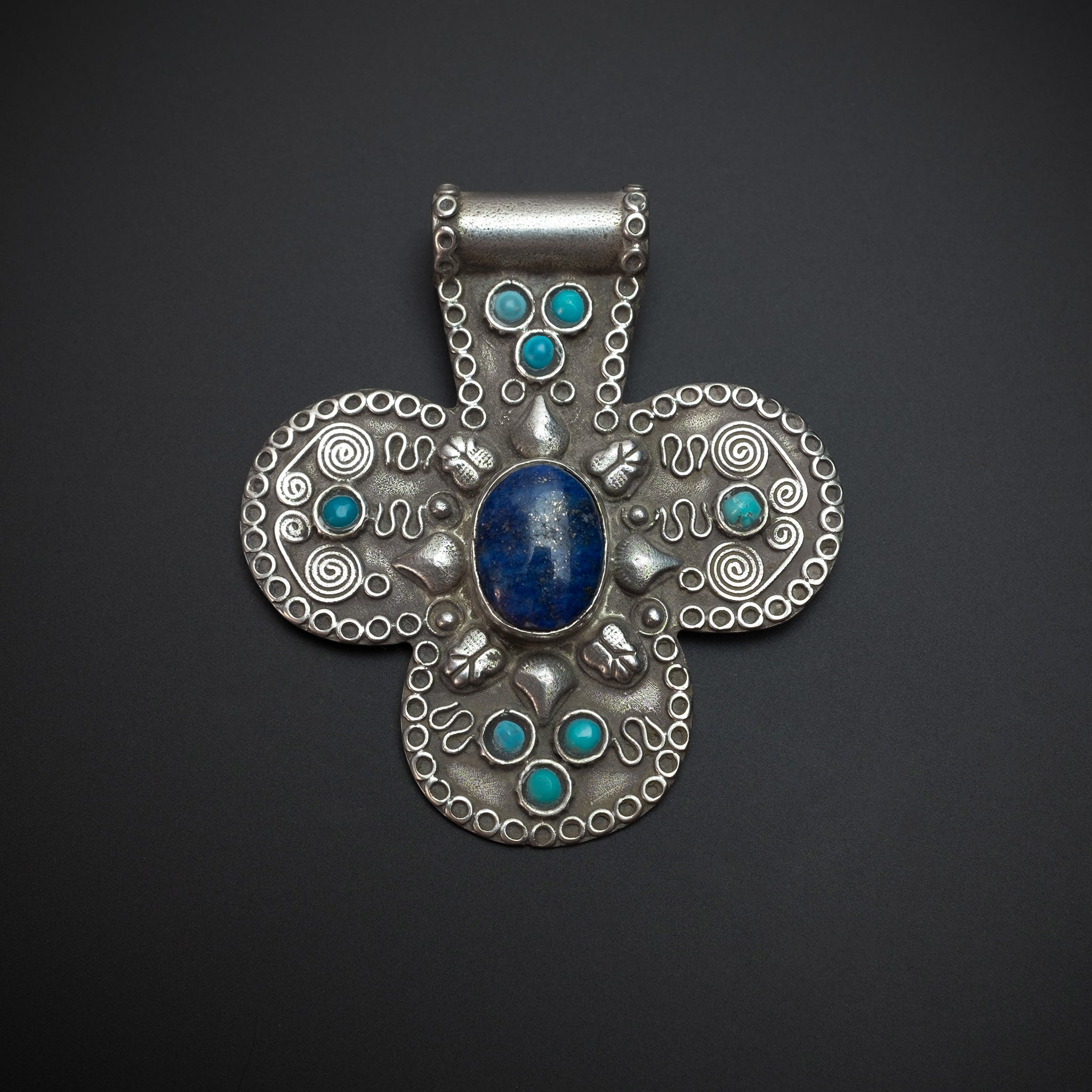 Silver, Turquoise & Lapis Lazuli ‘Foulet’ Khamsa, Kazakhstan