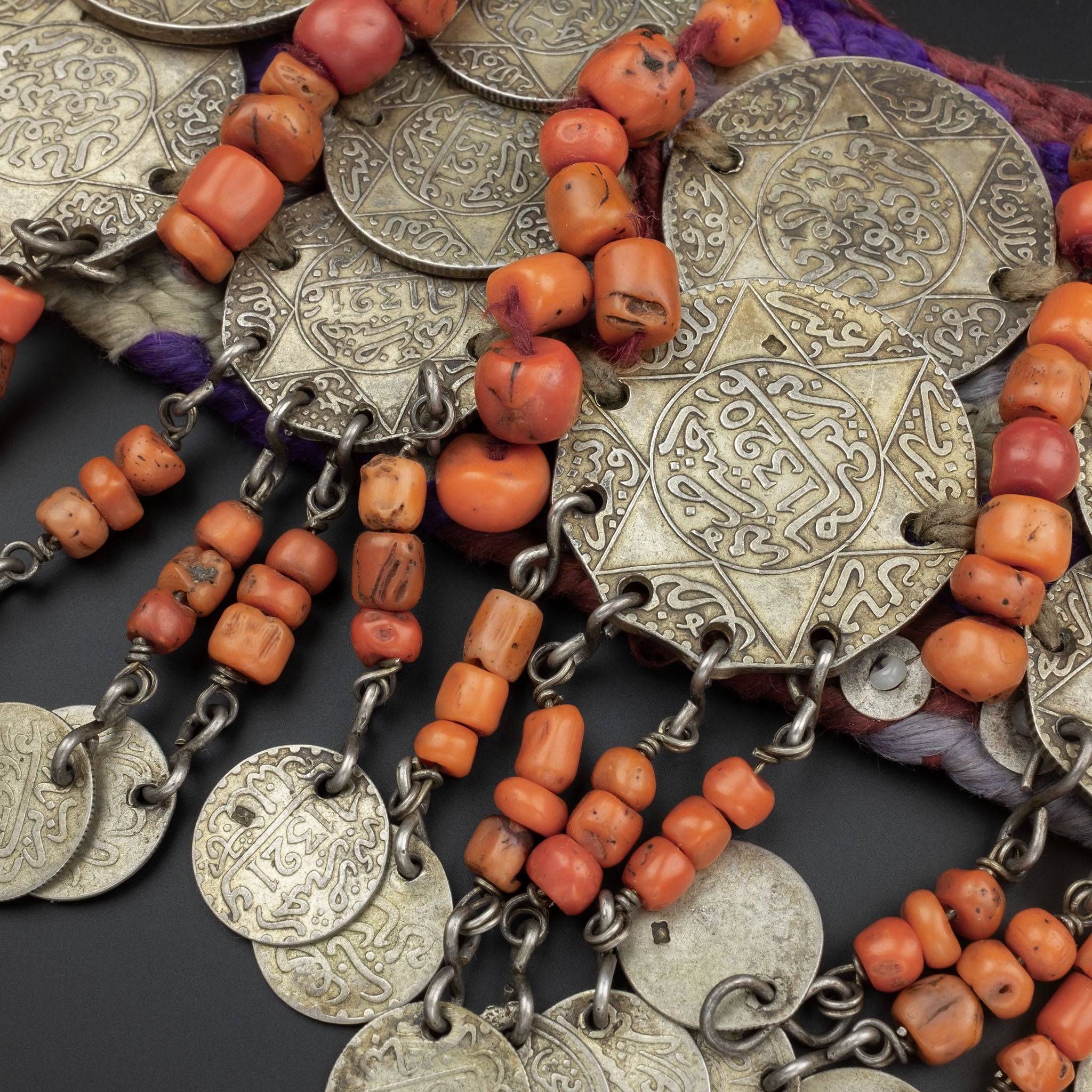Antique Gilded Silver Coin 'Taounza' Headdress, Morocco – RARE