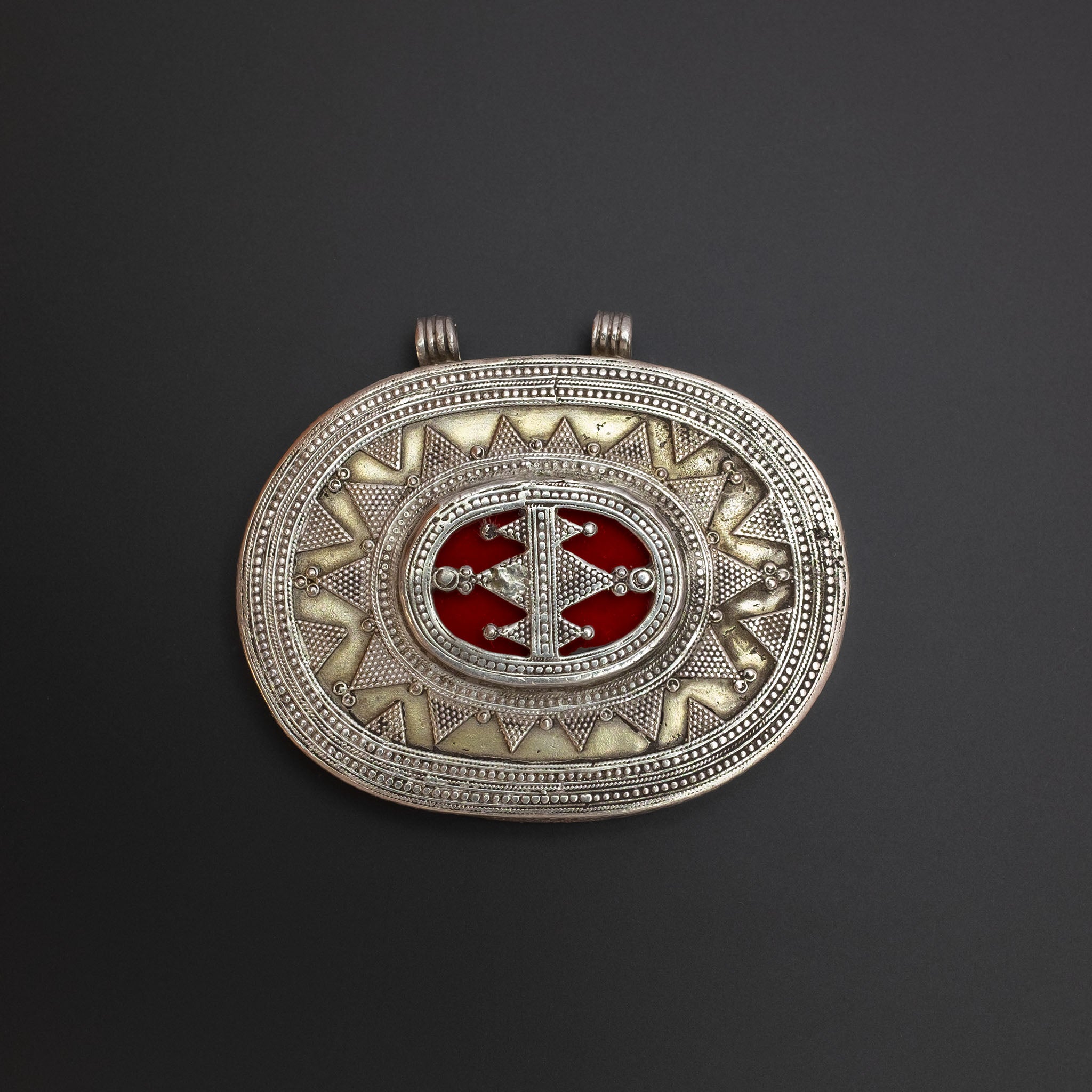 Large Vintage Silver Kazakh Pendant & Chain
